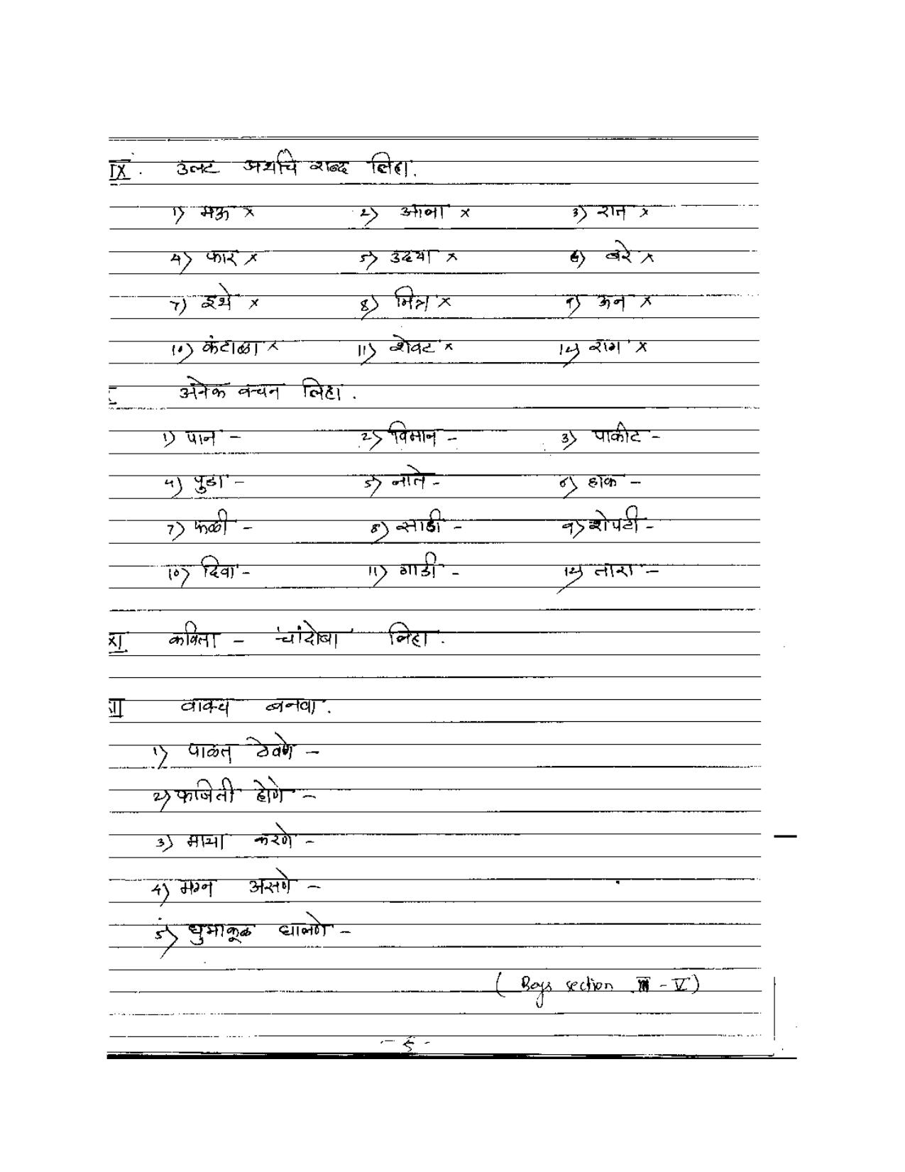 Worksheet for Class 5 Marathi Assignment 1 - Page 5