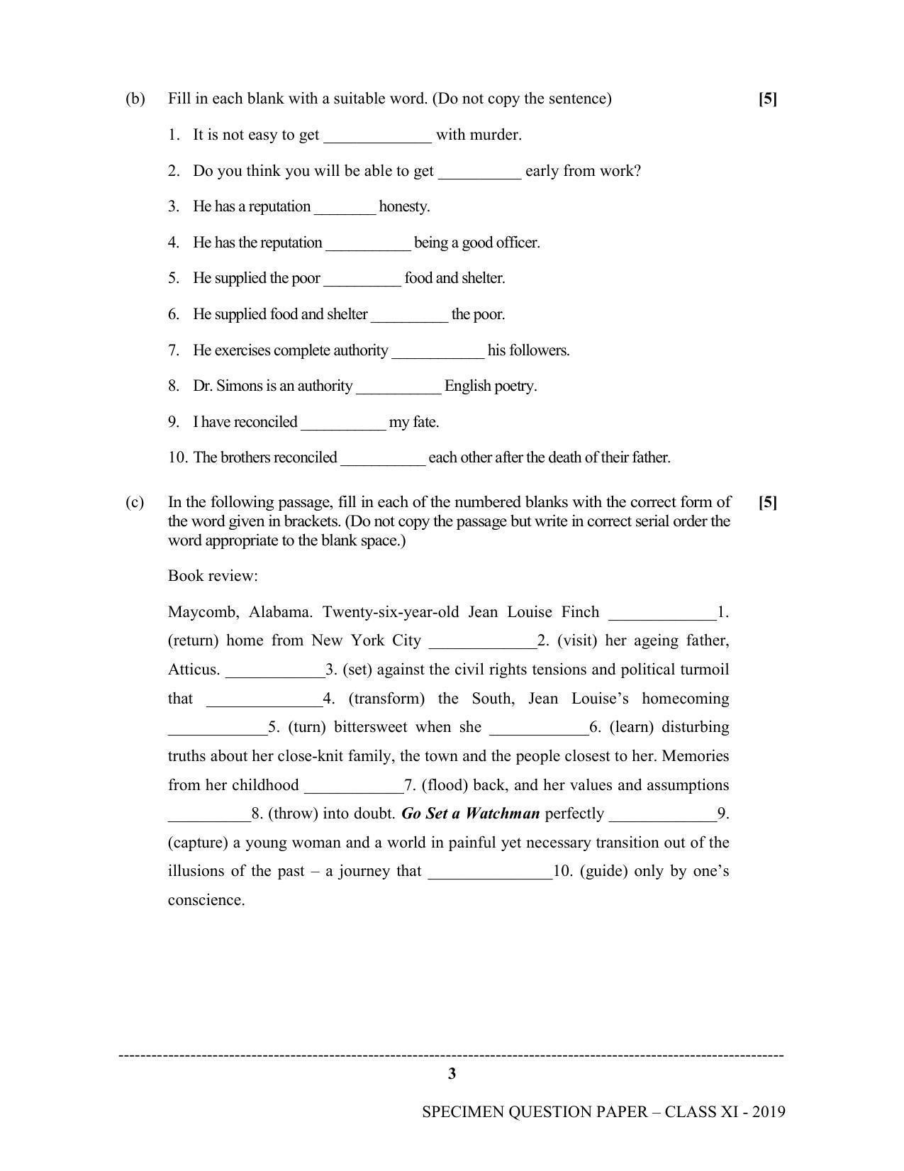 ISC Class 11 Specimen English Sample Papers 2023 - Page 3