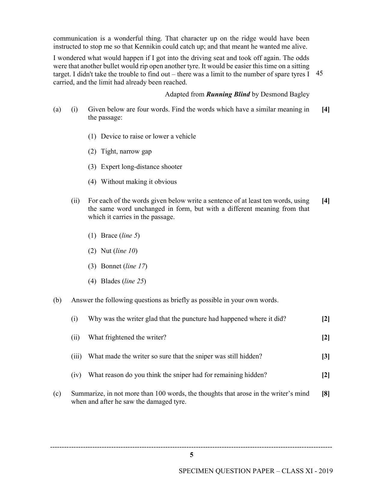 ISC Class 11 Specimen English Sample Papers 2023 - Page 5