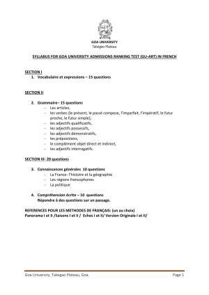 GU ART French Syllabus