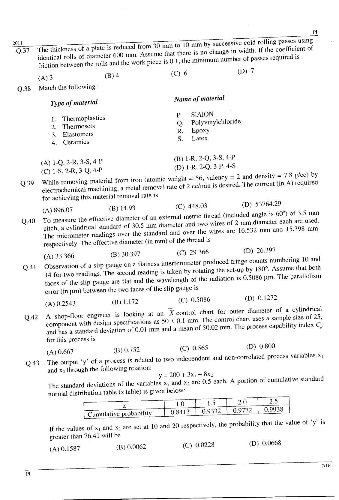 GATE 2011 Production and Industrial Engineering (PI) Question Paper with Answer Key - Page 7
