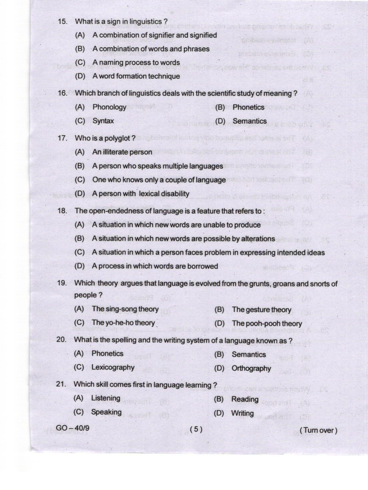 Odisha CPET 2024 LINGUISTICS Question Papers - Page 5