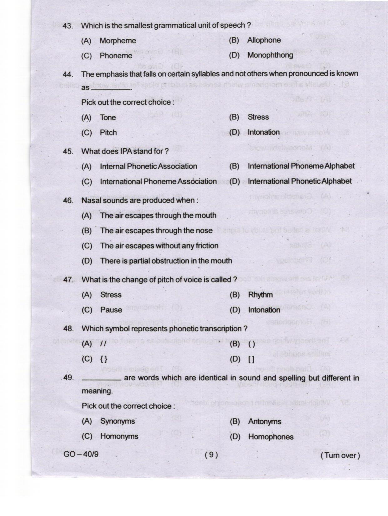 Odisha CPET 2024 LINGUISTICS Question Papers - Page 9