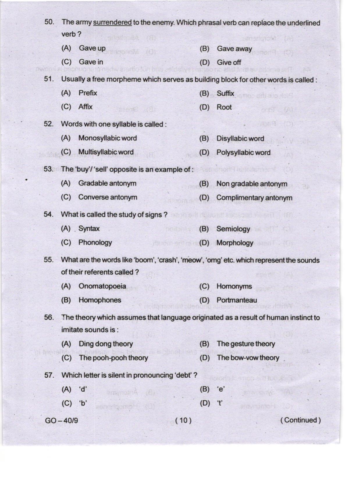 Odisha CPET 2024 LINGUISTICS Question Papers - Page 10
