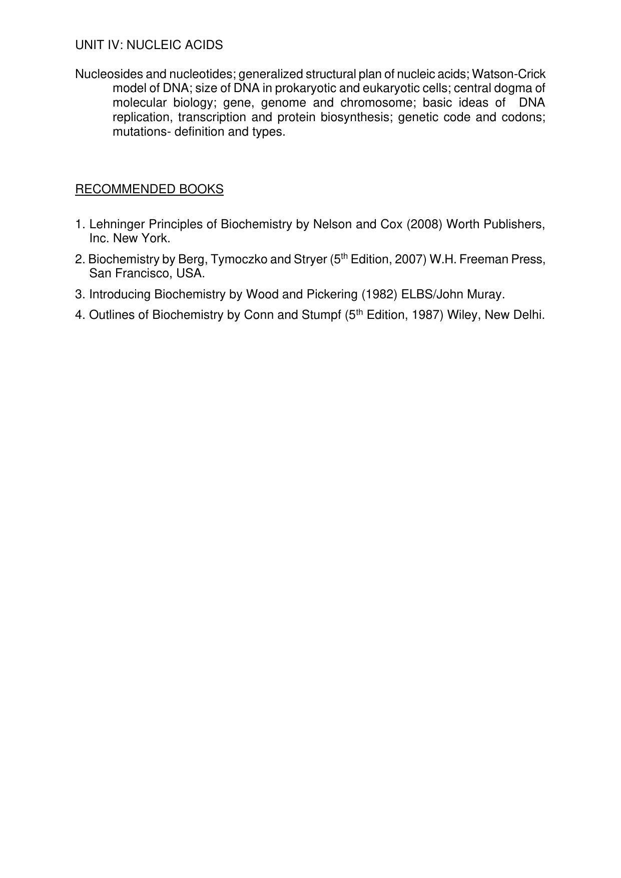 AMU Entrance Exam: M. Sc.(Biochemistry) Syllabus - Page 2