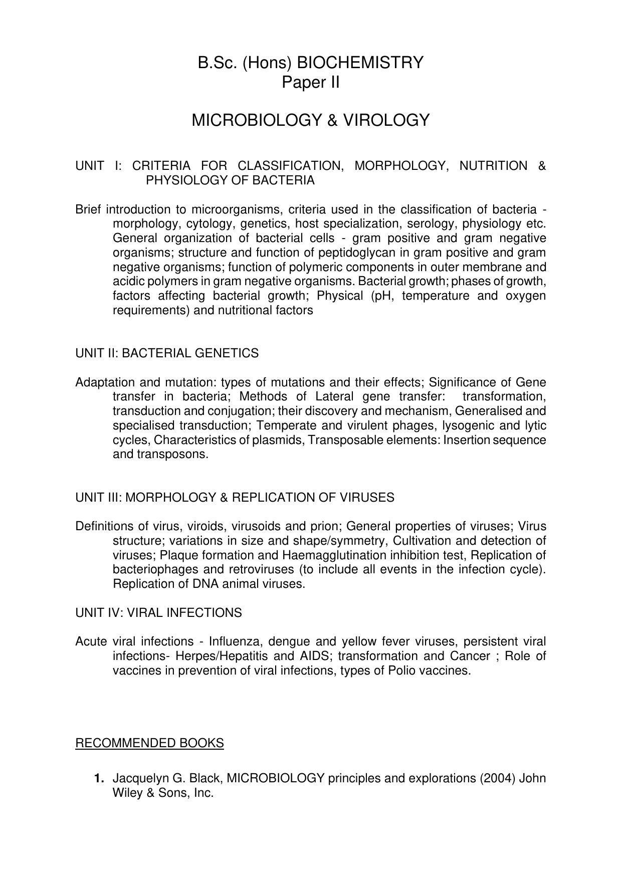 AMU Entrance Exam: M. Sc.(Biochemistry) Syllabus - Page 3