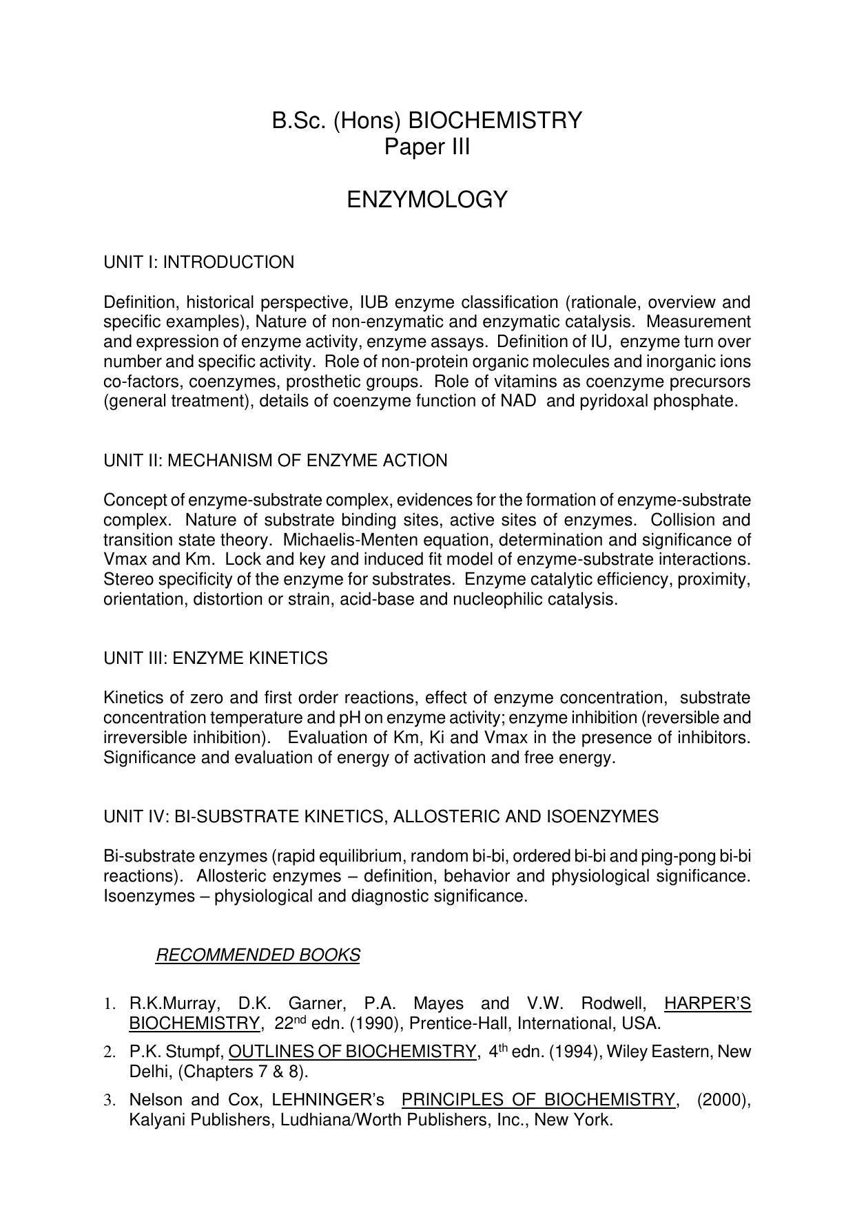 AMU Entrance Exam: M. Sc.(Biochemistry) Syllabus - Page 5