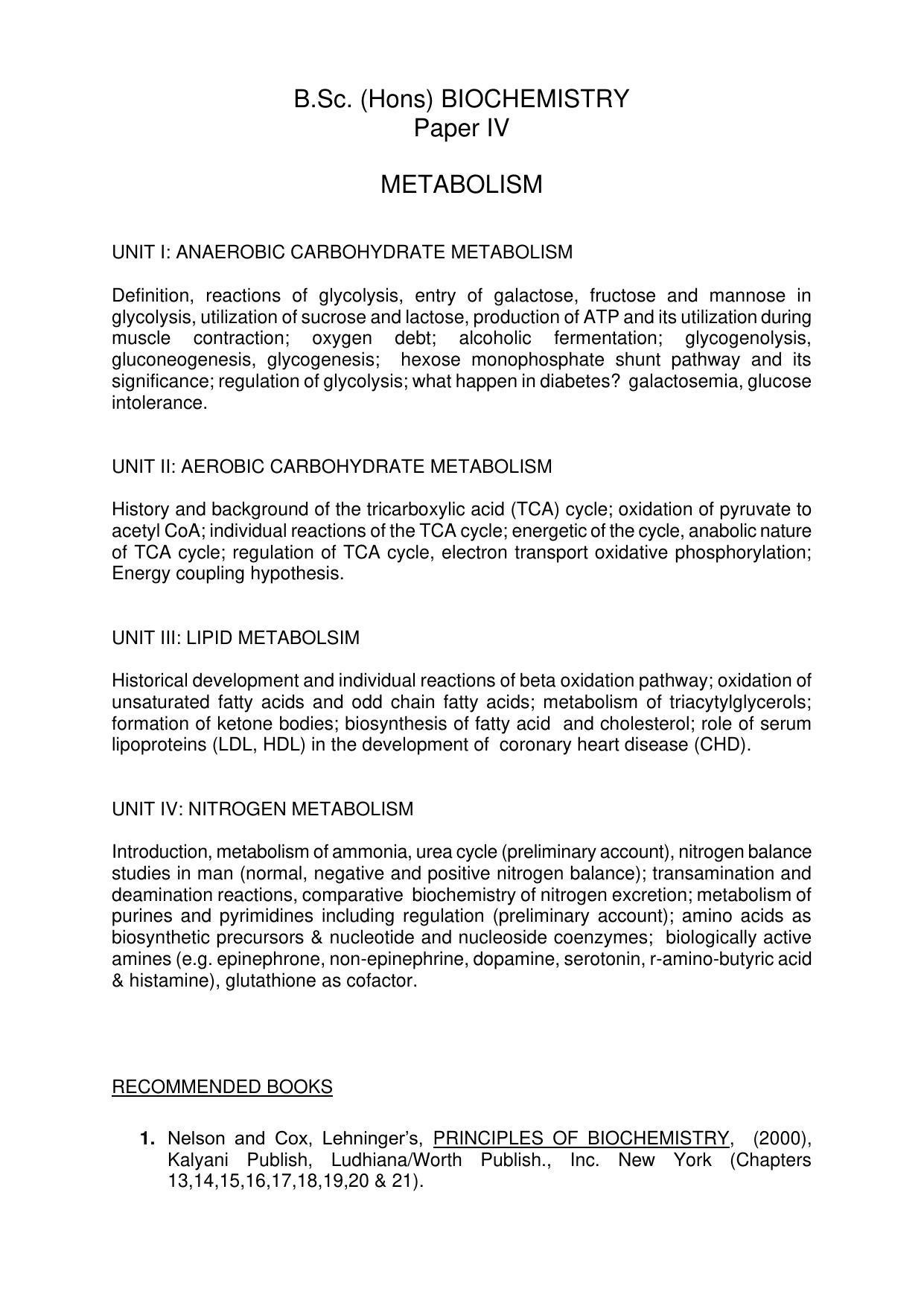 AMU Entrance Exam: M. Sc.(Biochemistry) Syllabus - Page 7