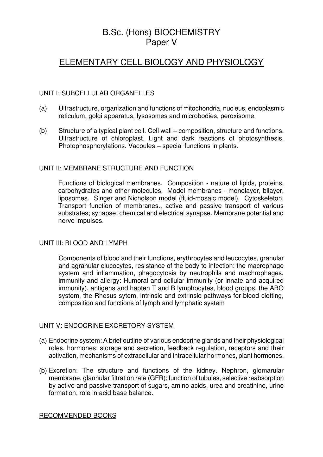 AMU Entrance Exam: M. Sc.(Biochemistry) Syllabus - Page 9