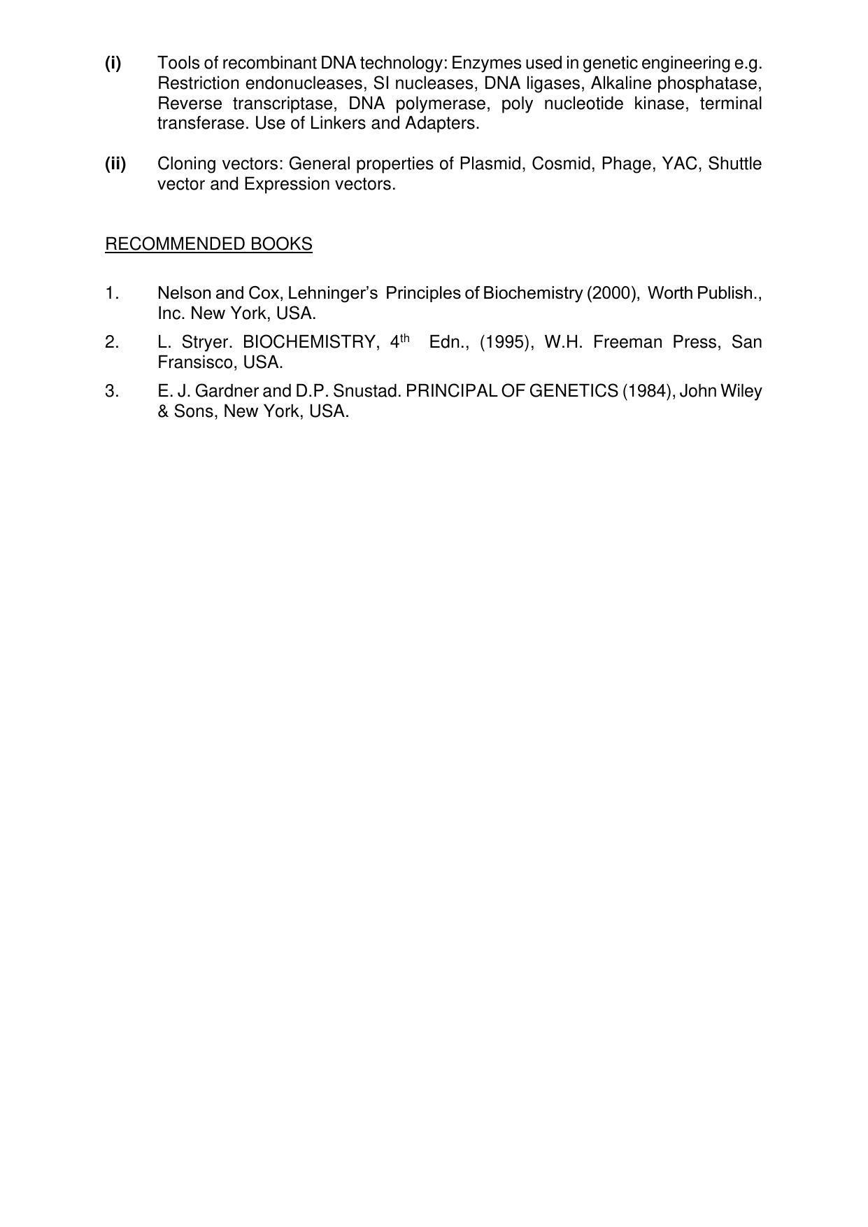 AMU Entrance Exam: M. Sc.(Biochemistry) Syllabus - Page 20
