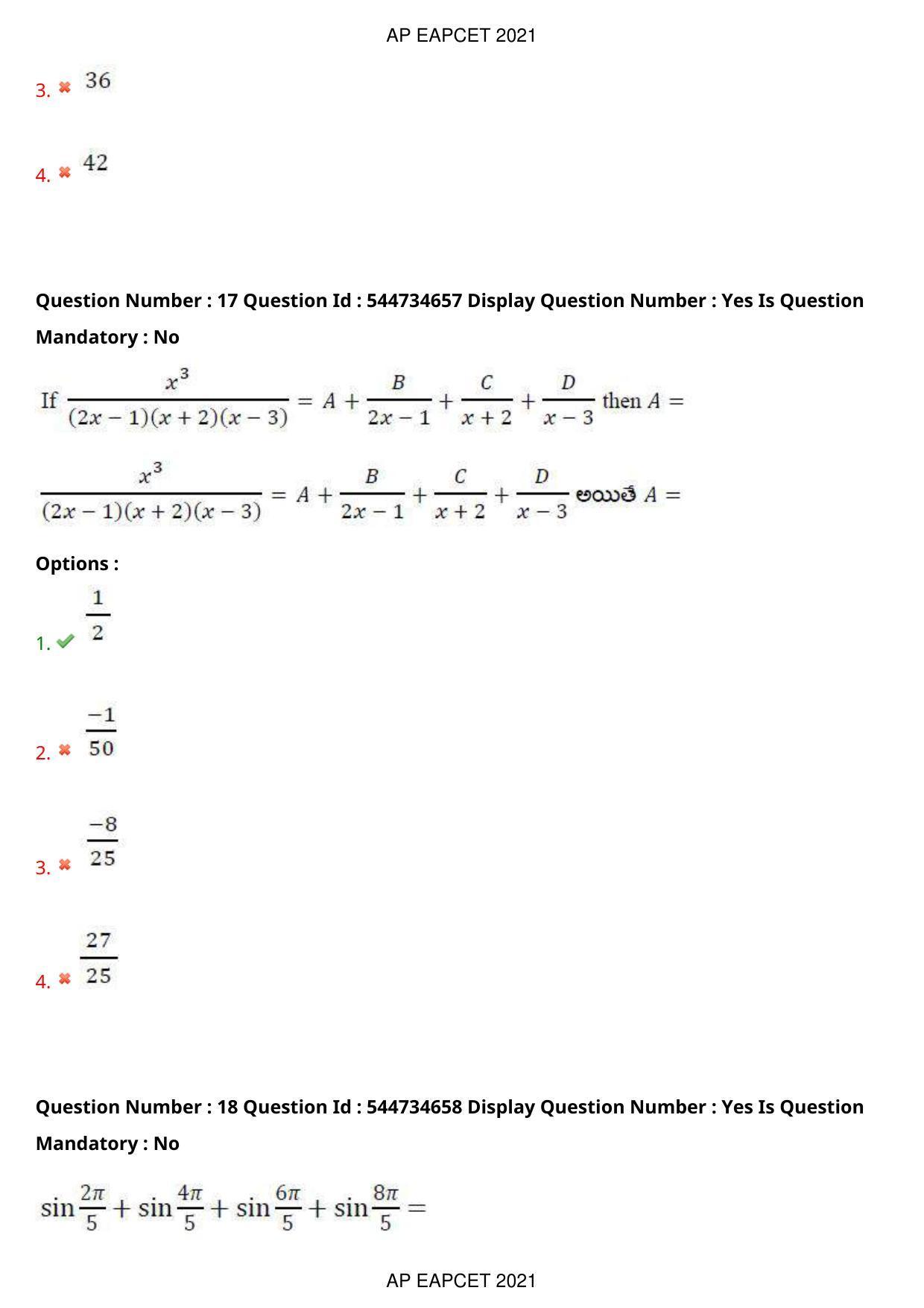AP EAPCET 2021 - August 23,2021 Shift 1 - Master Engineering Question Paper With Preliminary Keys - Page 12