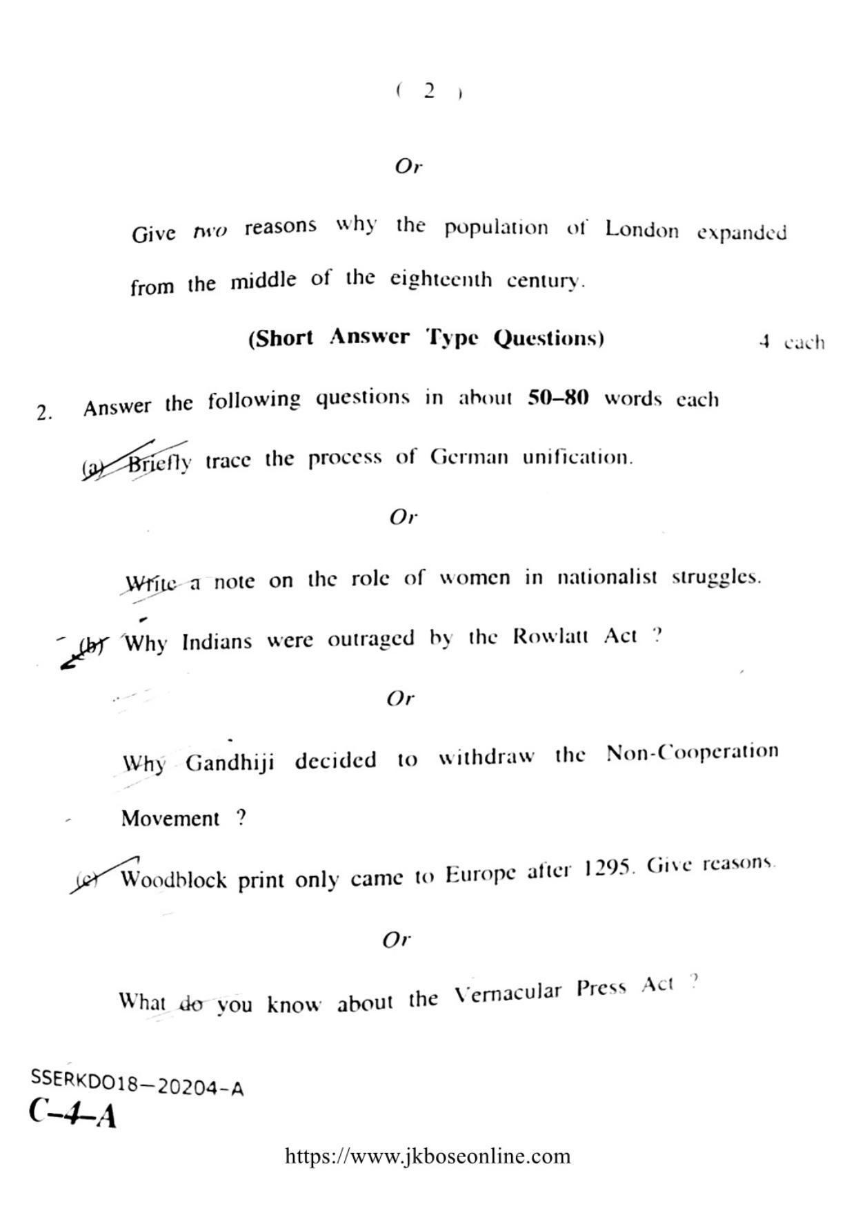 JKBOSE Class 12 Social-Science Question Papers 2018 (20204-A) - Page 2