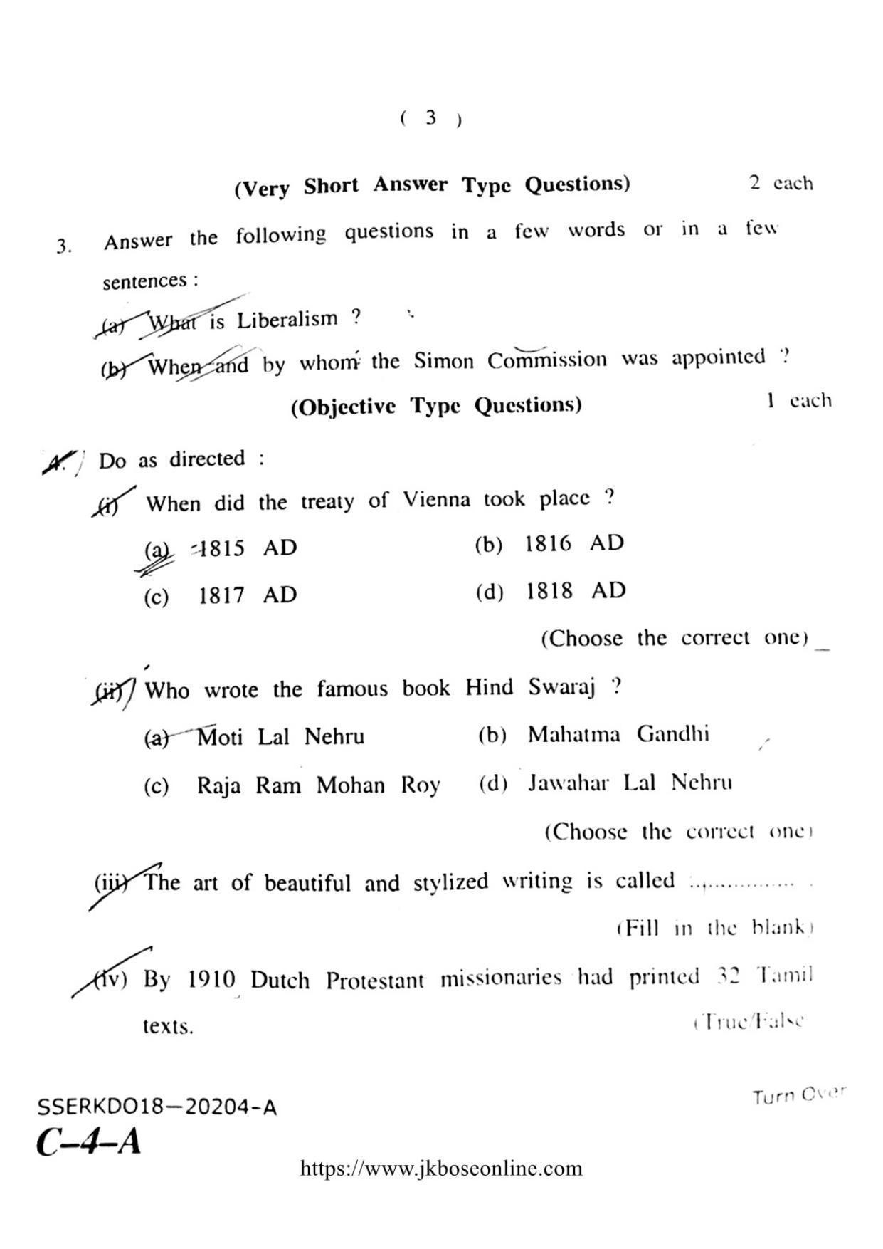 JKBOSE Class 12 Social-Science Question Papers 2018 (20204-A) - Page 3
