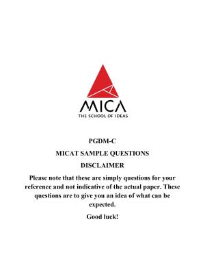 MICAT Sample Questions 1