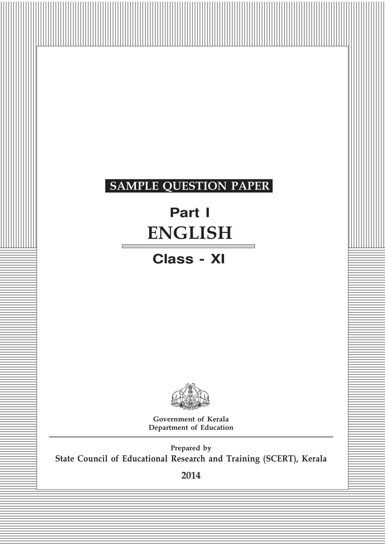 Kerala Plus One 2016 English Question Papers (Model) - Page 1