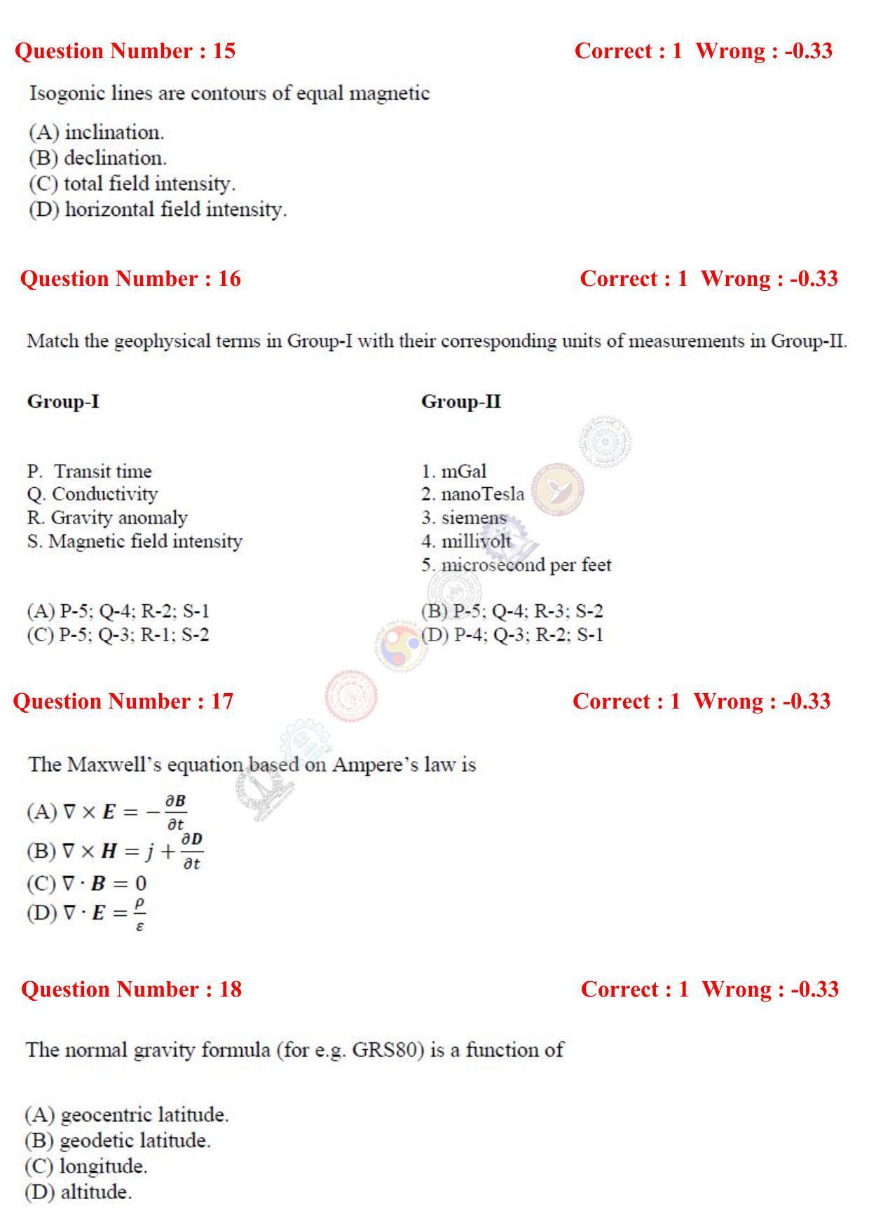 GATE 2017 Geology and Geophysics (GG) Question Paper with Answer Key - Page 6