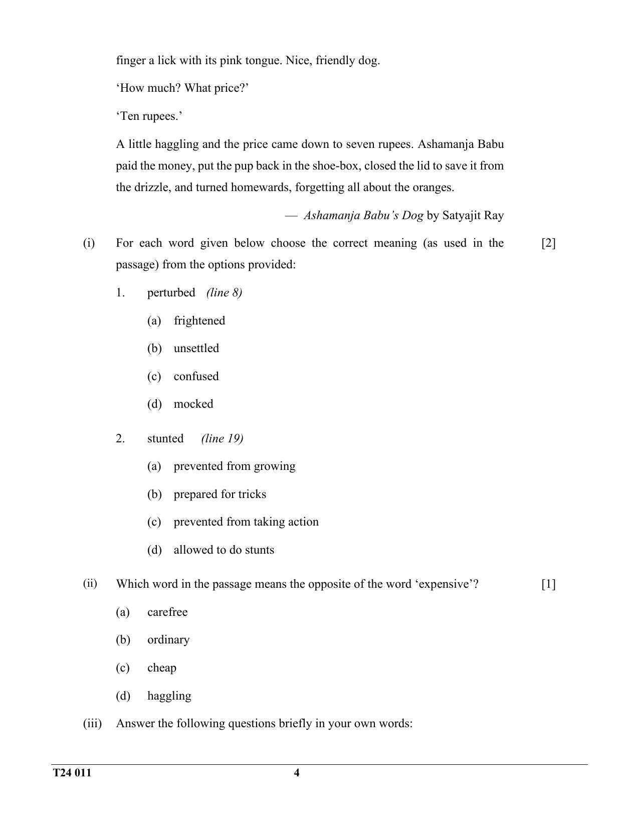 ICSE Class 10 English Language 2024 Question Paper - Page 4