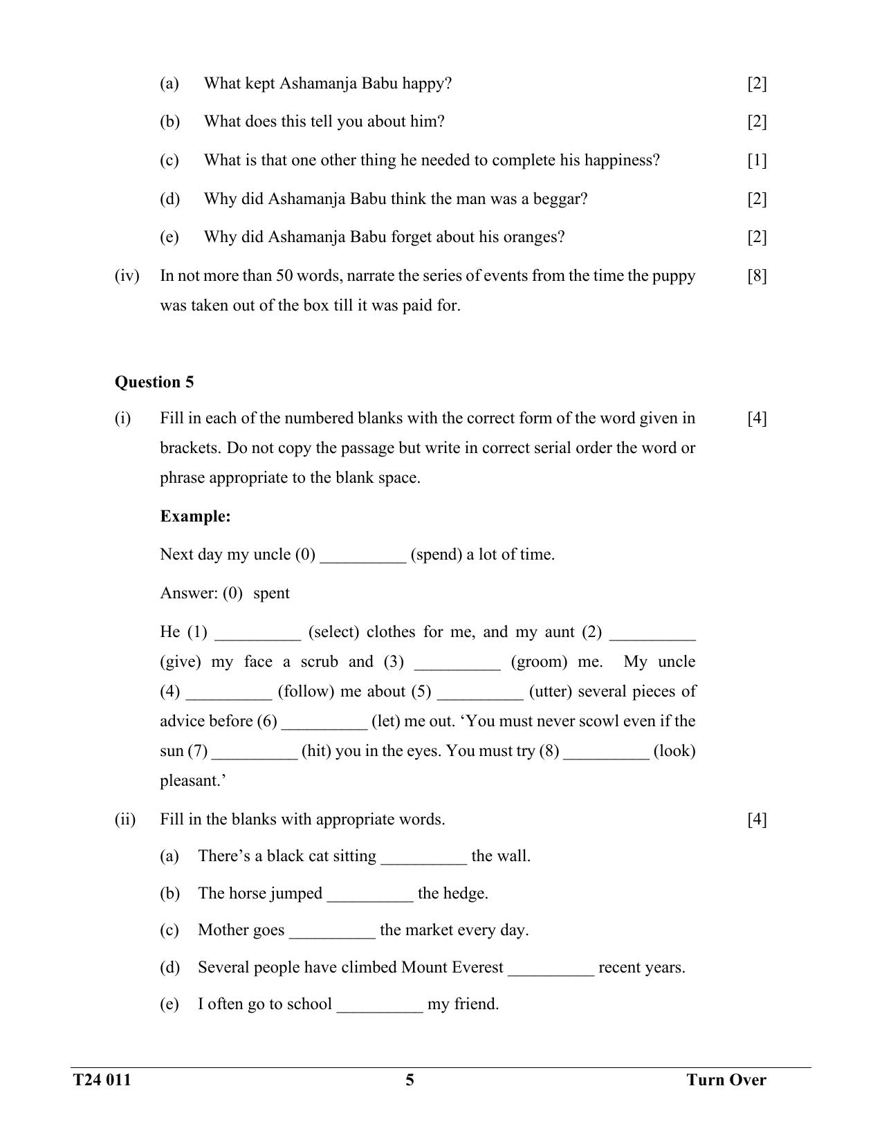 ICSE Class 10 English Language 2024 Question Paper - Page 5