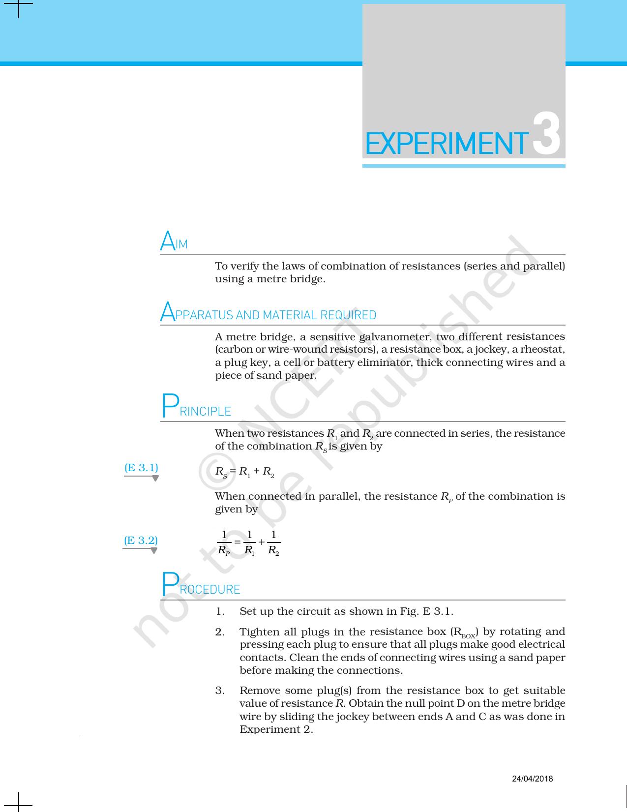 NCERT Laboratory Manuals for Class XII Physics - Experiment 3 - Page 1
