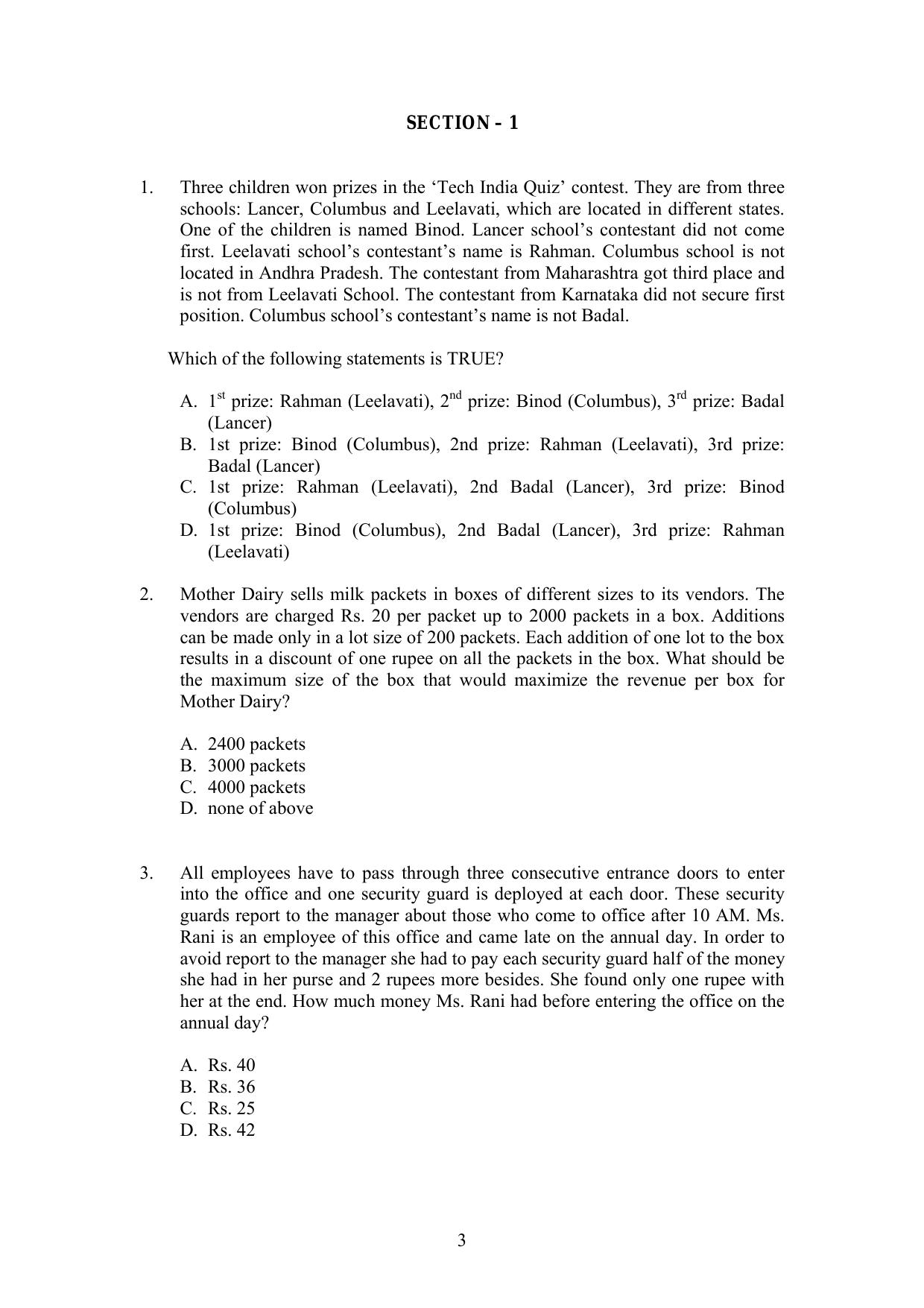 IIFT 2009 Question Paper - Page 3