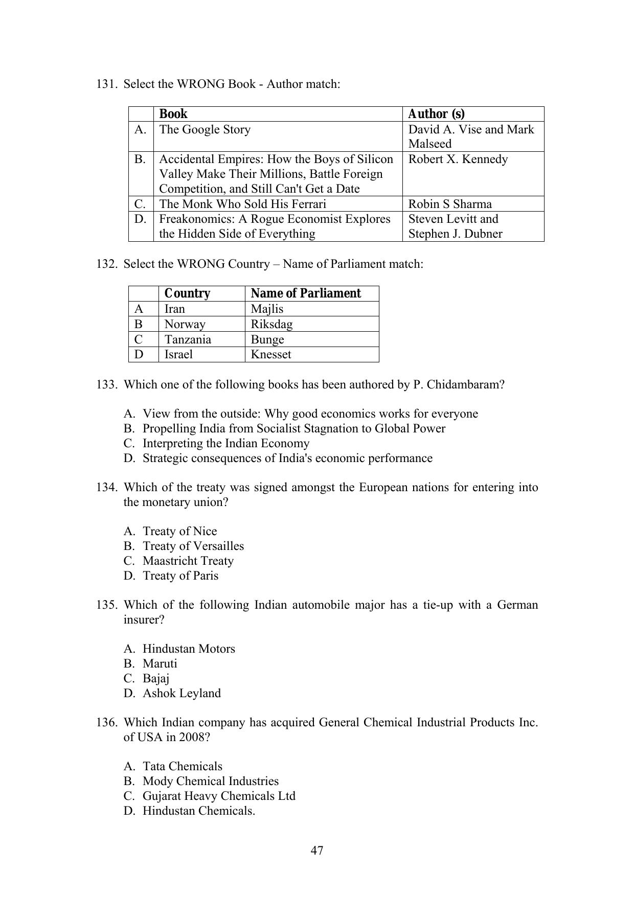 IIFT 2009 Question Paper - Page 47