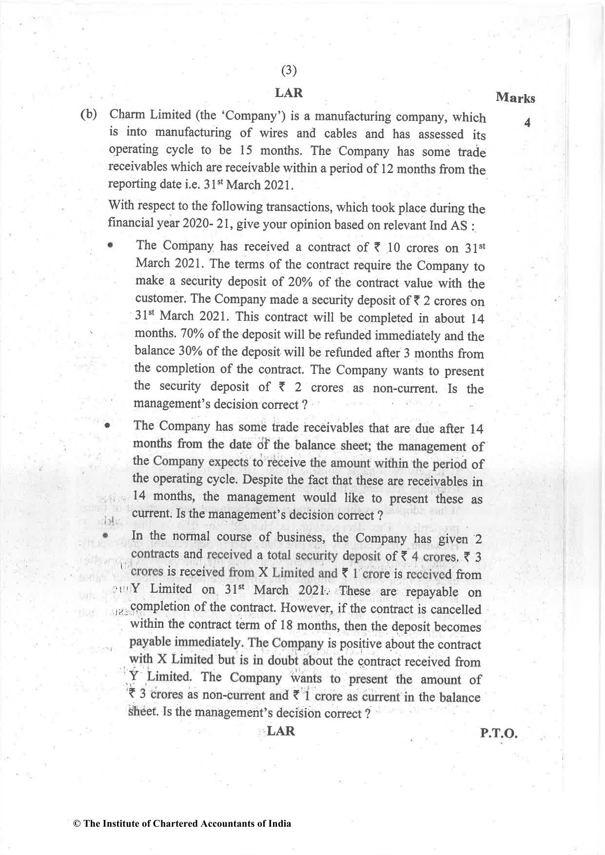 CA Final Jul 2021 Question Paper - Paper 1 – Financial Reporting - Page 3