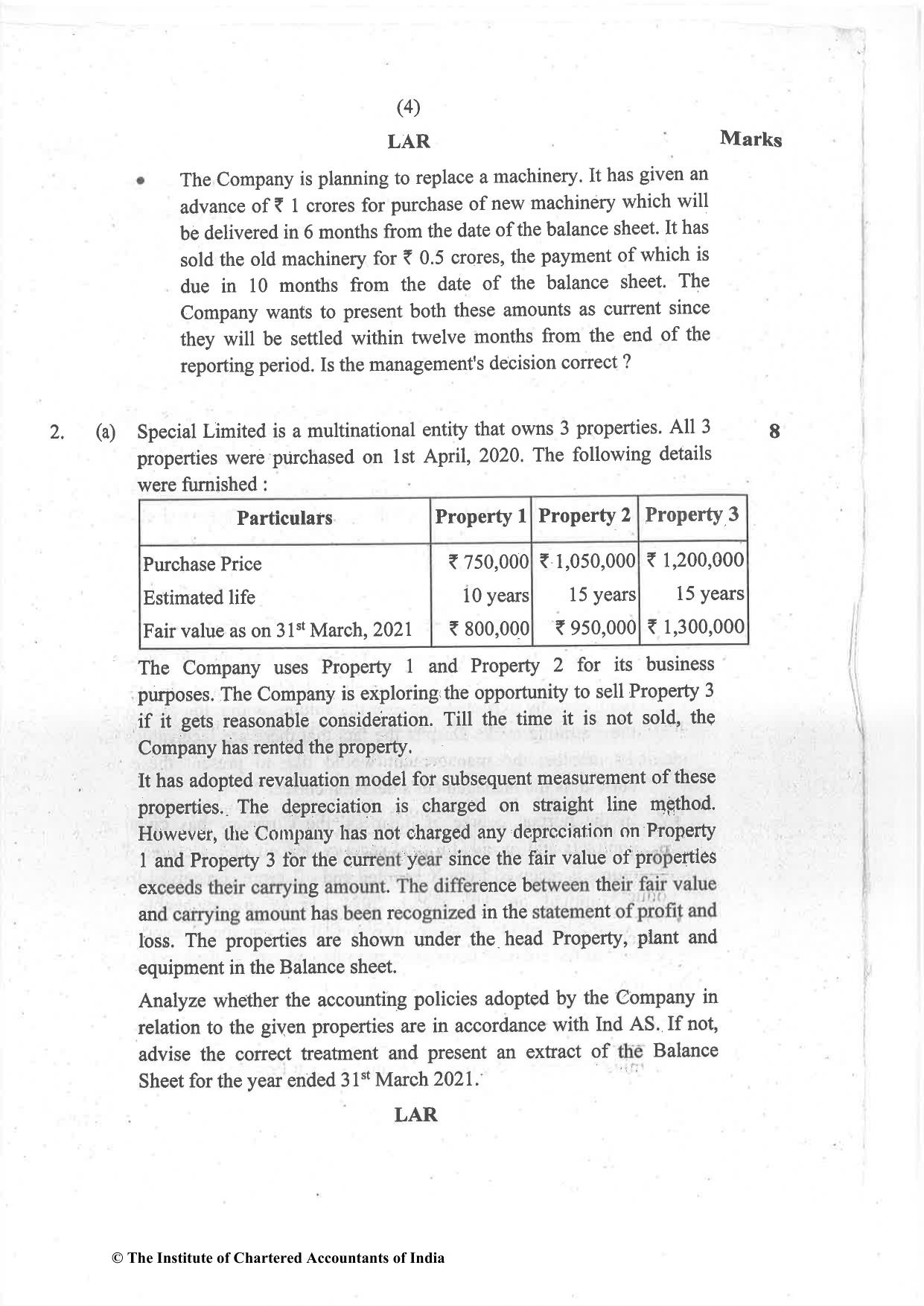 CA Final Jul 2021 Question Paper - Paper 1 – Financial Reporting - Page 4