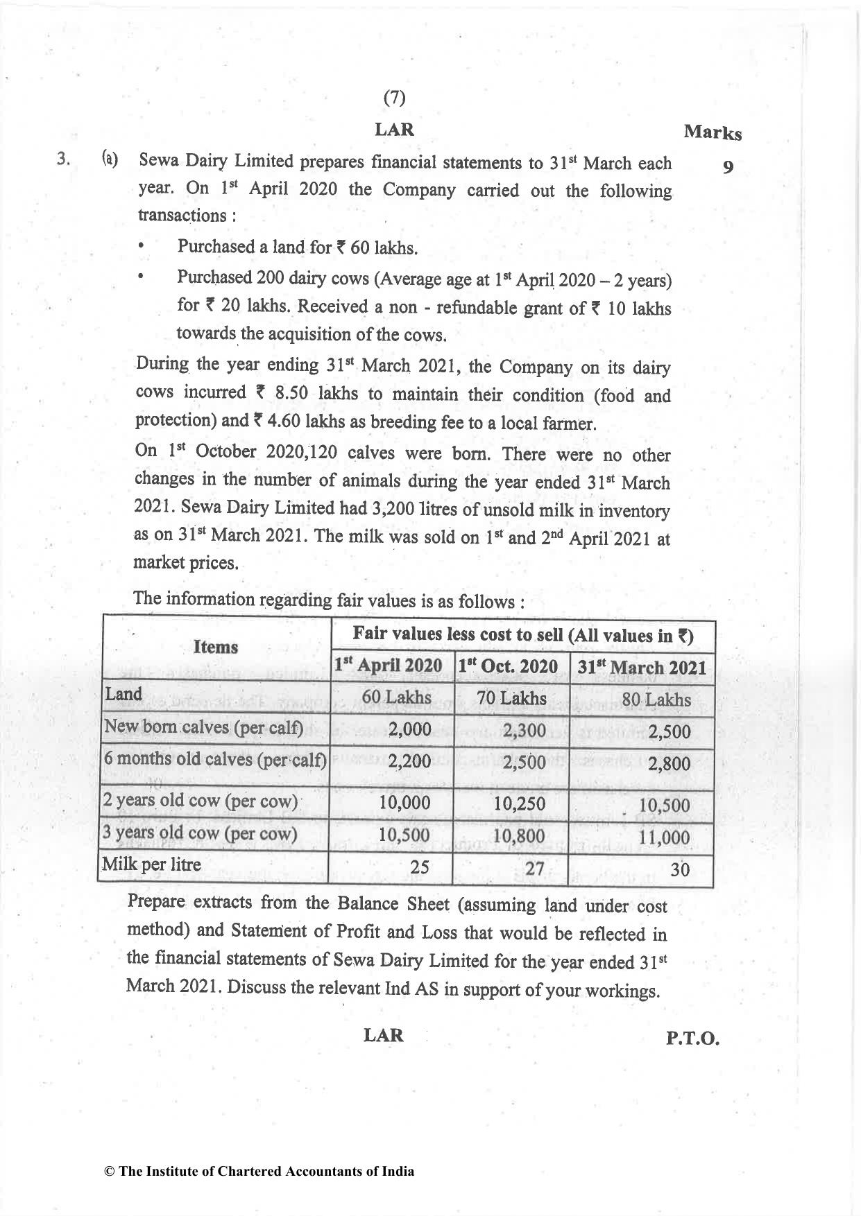 CA Final Jul 2021 Question Paper - Paper 1 – Financial Reporting - Page 7