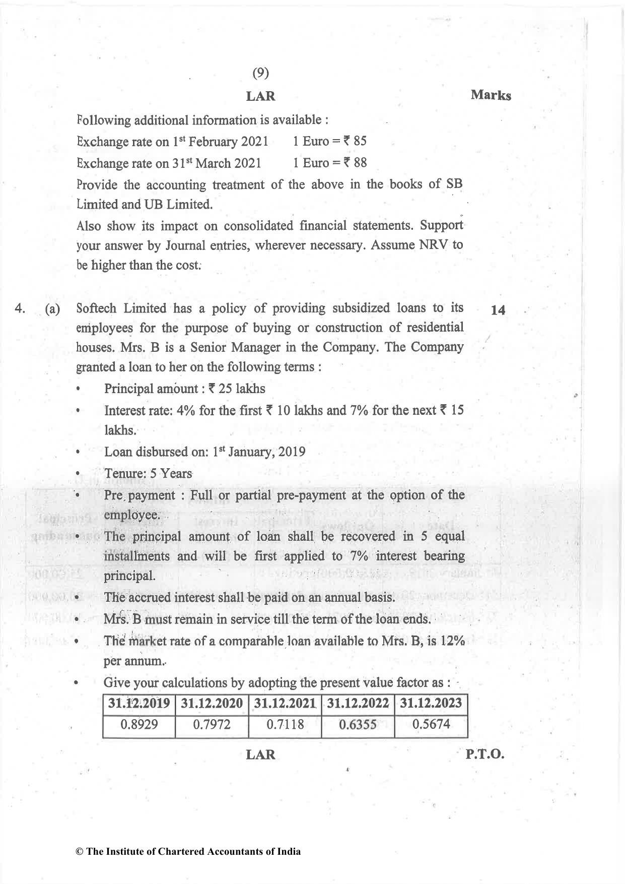 CA Final Jul 2021 Question Paper - Paper 1 – Financial Reporting - Page 9