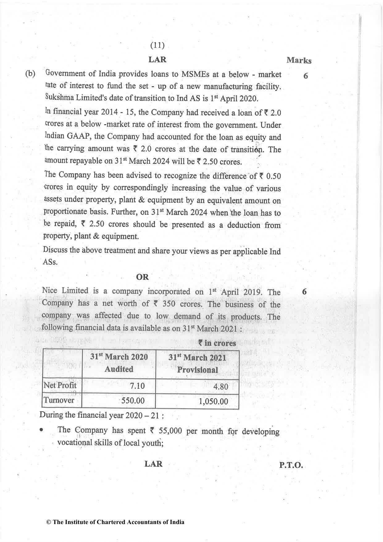 CA Final Jul 2021 Question Paper - Paper 1 – Financial Reporting - Page 11