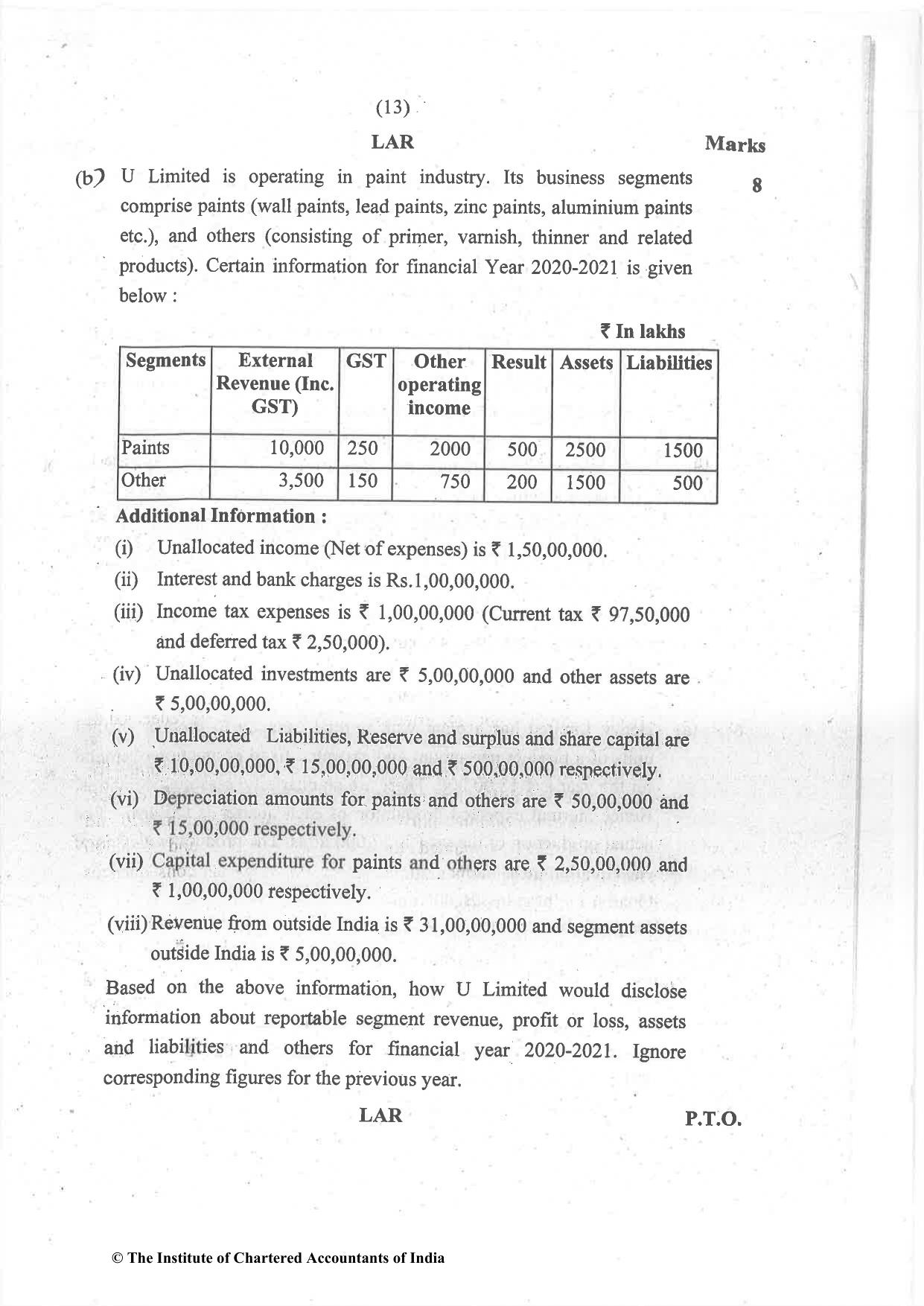 CA Final Jul 2021 Question Paper - Paper 1 – Financial Reporting - Page 13
