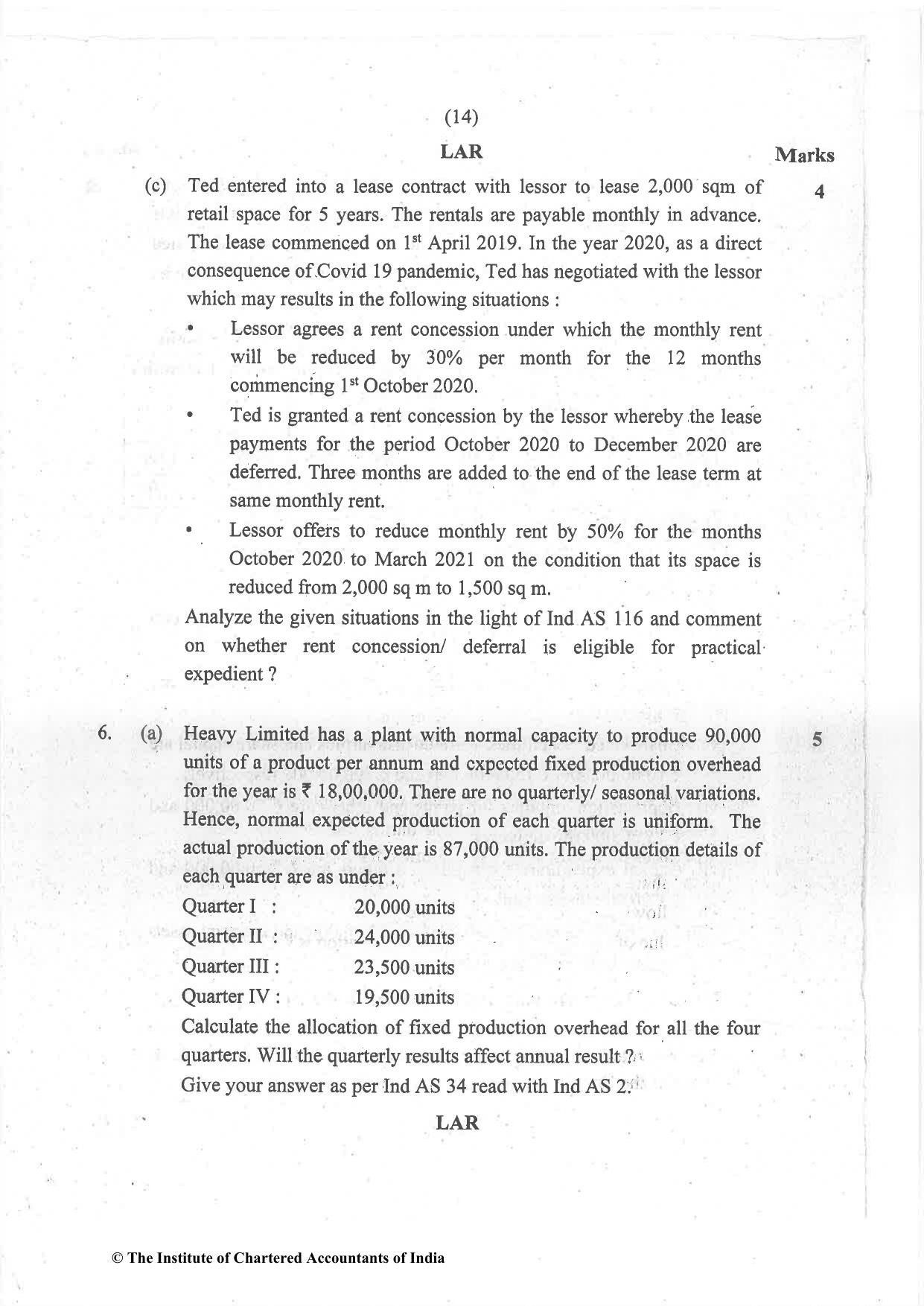CA Final Jul 2021 Question Paper - Paper 1 – Financial Reporting - Page 14