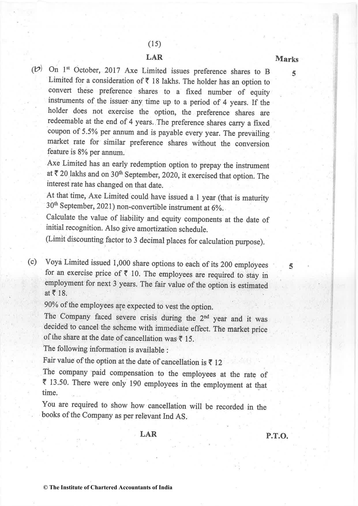 CA Final Jul 2021 Question Paper - Paper 1 – Financial Reporting - Page 15