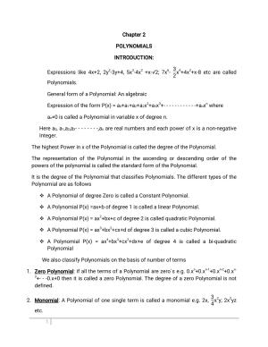 JKBOSE Class 10 Maths: Chapter 2nd Polynomial Question Bank