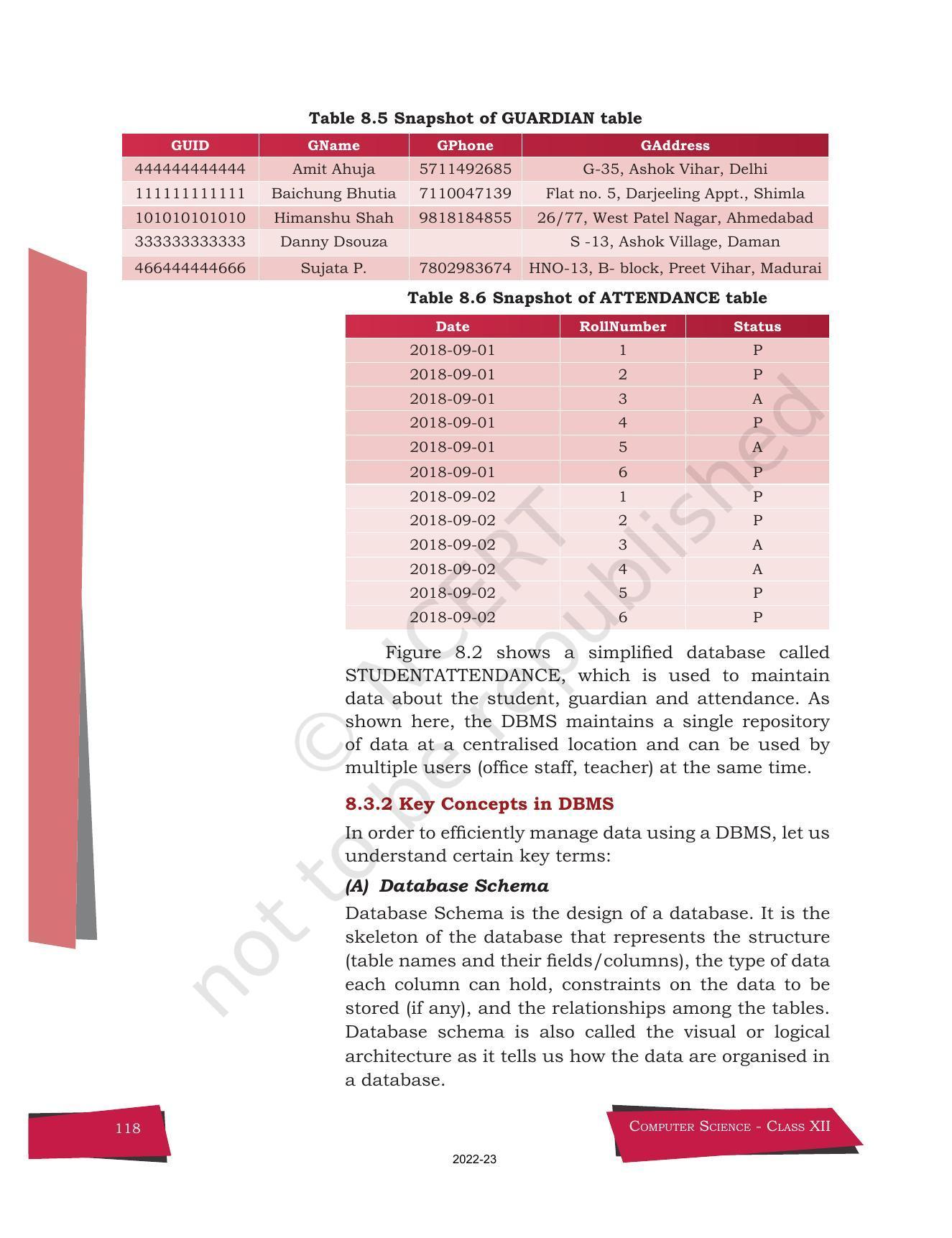 NCERT Book for Class 12 Computer Science Chapter 8 Database Concepts - Page 8