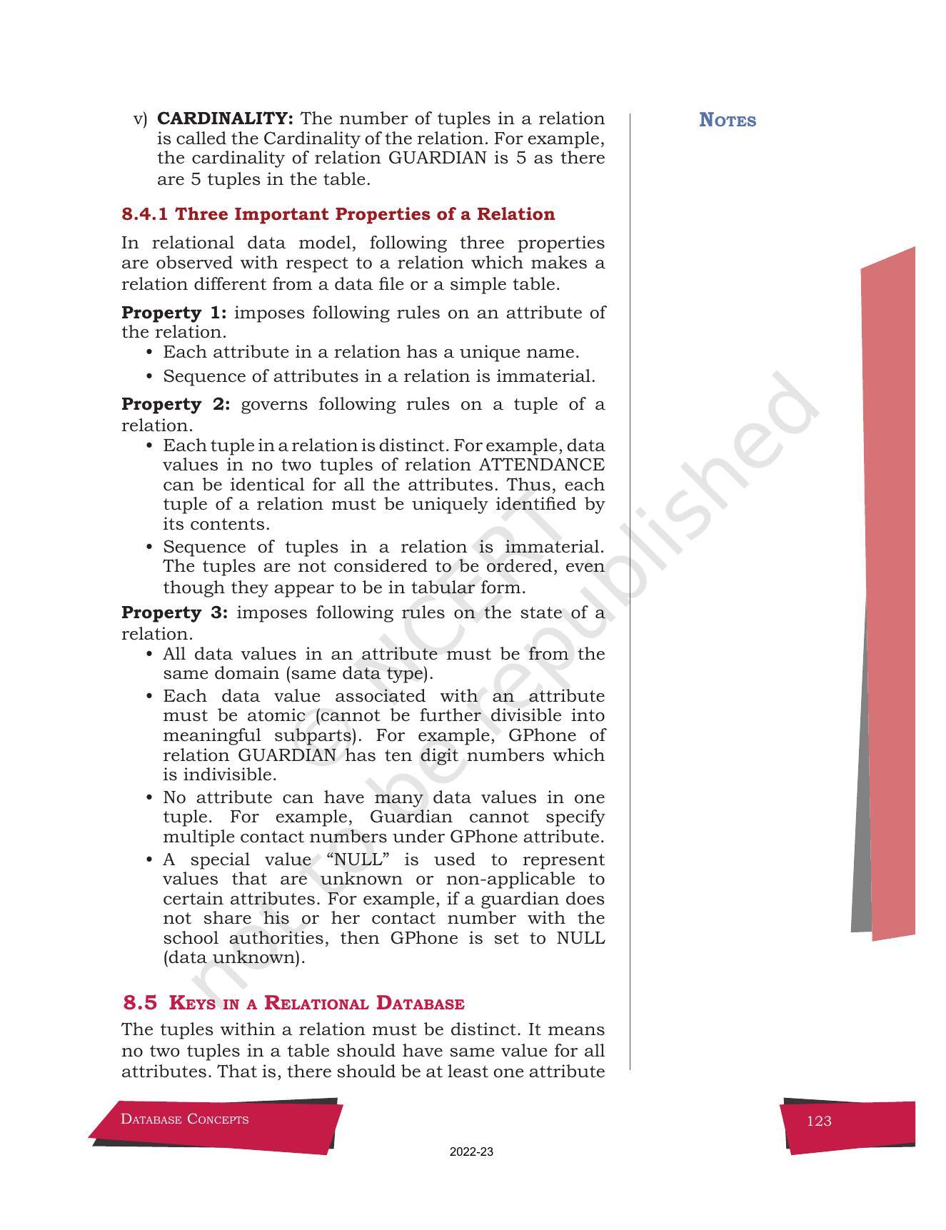NCERT Book for Class 12 Computer Science Chapter 8 Database Concepts - Page 13