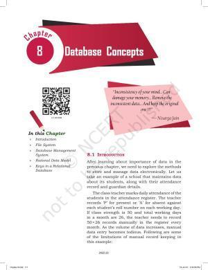 NCERT Book for Class 12 Computer Science Chapter 8 Database Concepts