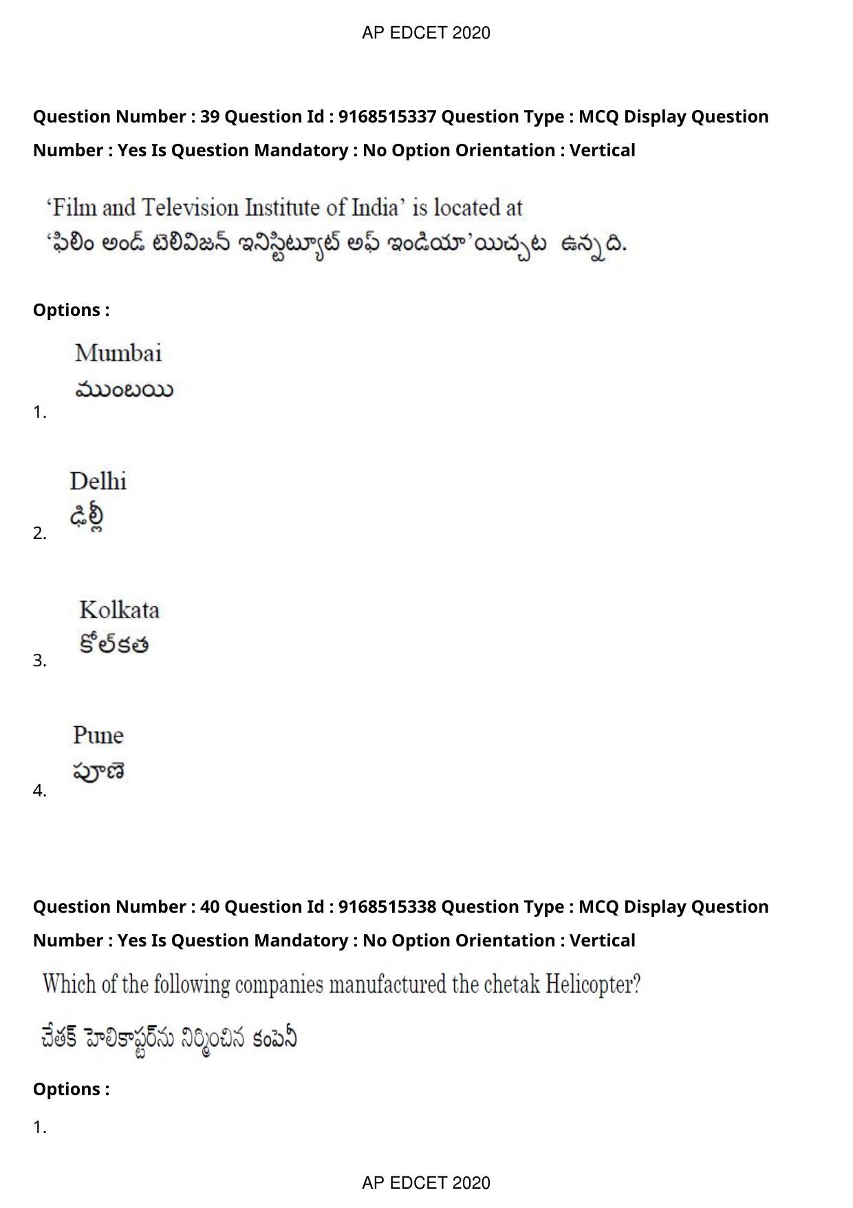 AP EDCET 2020 Social Studies Question Paper Shift 1 - Page 27