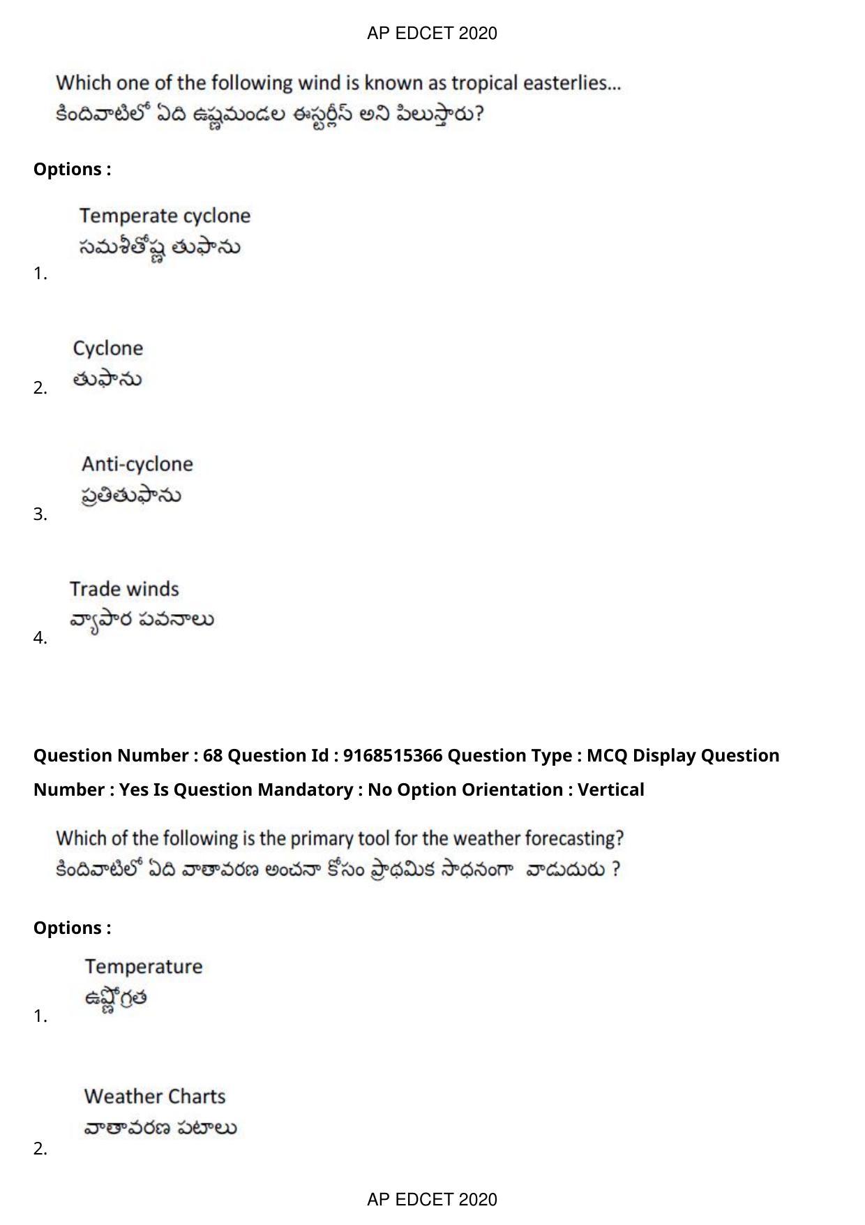 AP EDCET 2020 Social Studies Question Paper Shift 1 - Page 49