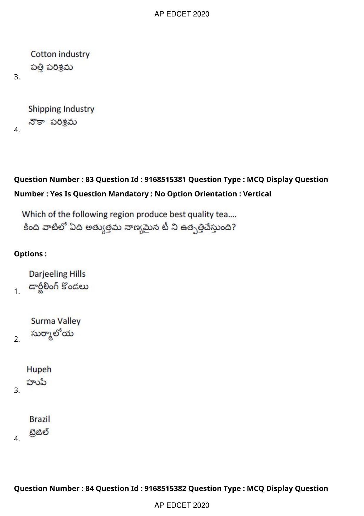 AP EDCET 2020 Social Studies Question Paper Shift 1 - Page 60