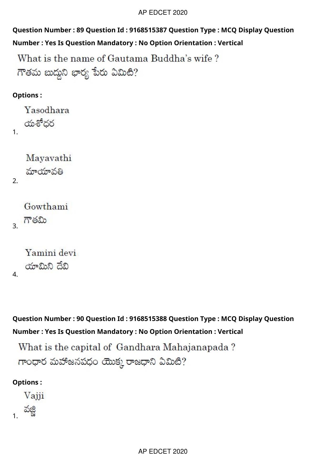 AP EDCET 2020 Social Studies Question Paper Shift 1 - Page 65