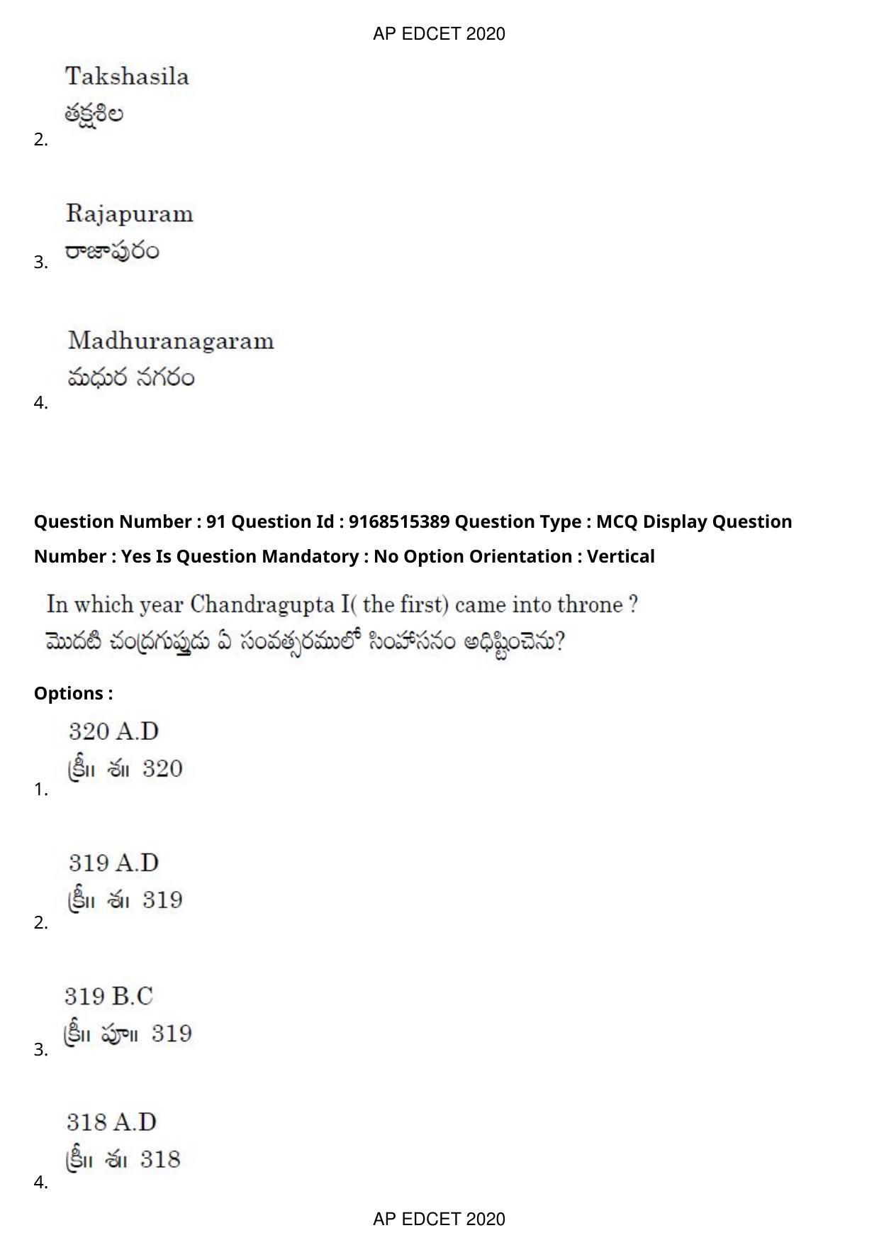 AP EDCET 2020 Social Studies Question Paper Shift 1 - Page 66