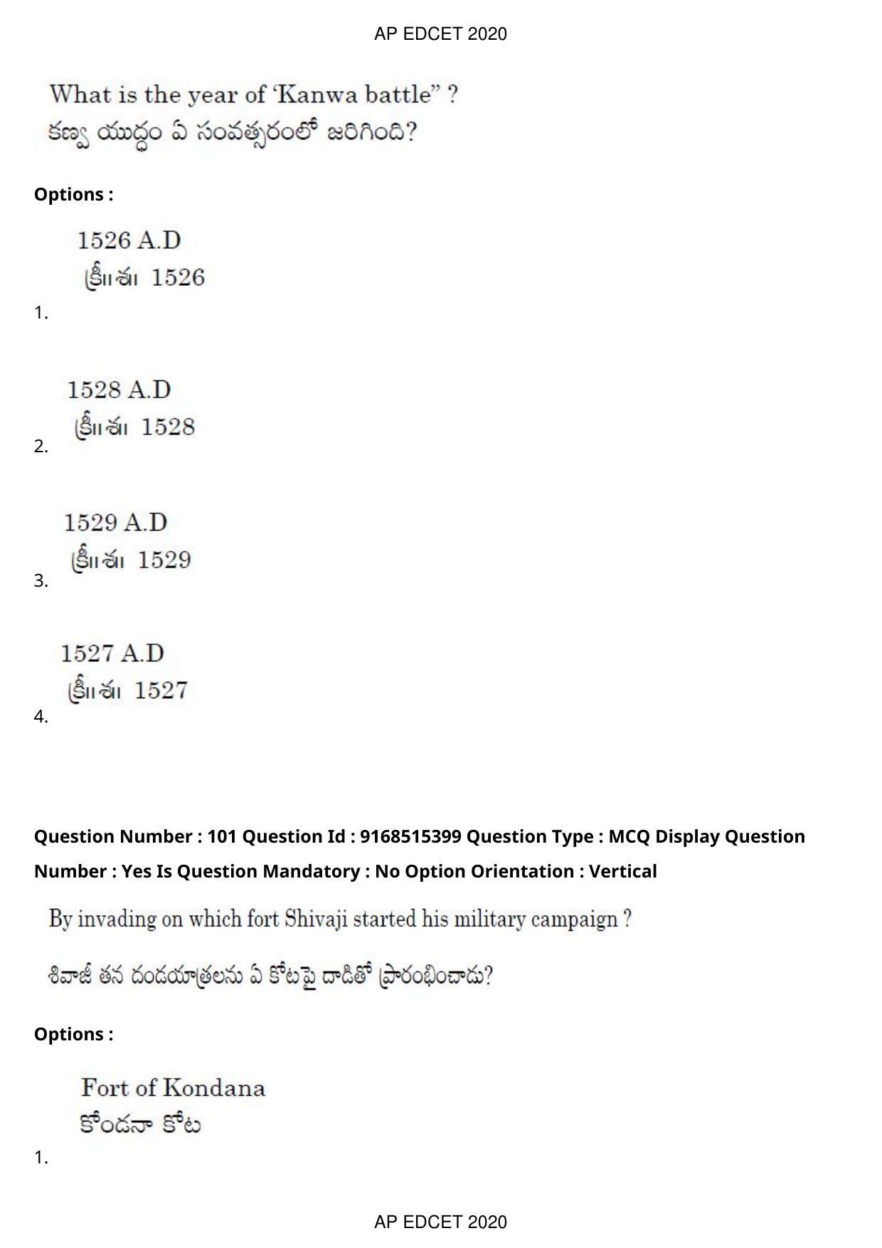 AP EDCET 2020 Social Studies Question Paper Shift 1 - Page 73