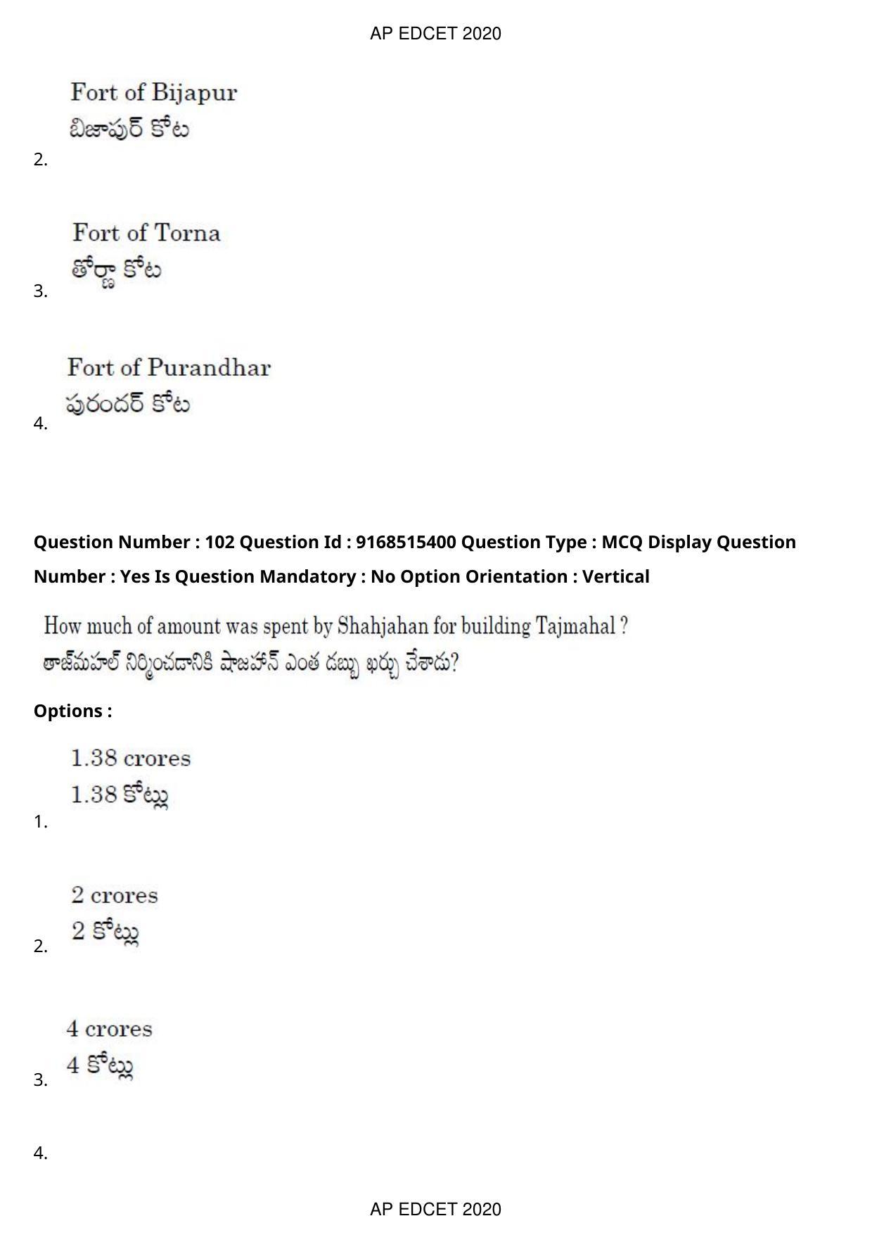 AP EDCET 2020 Social Studies Question Paper Shift 1 - Page 74