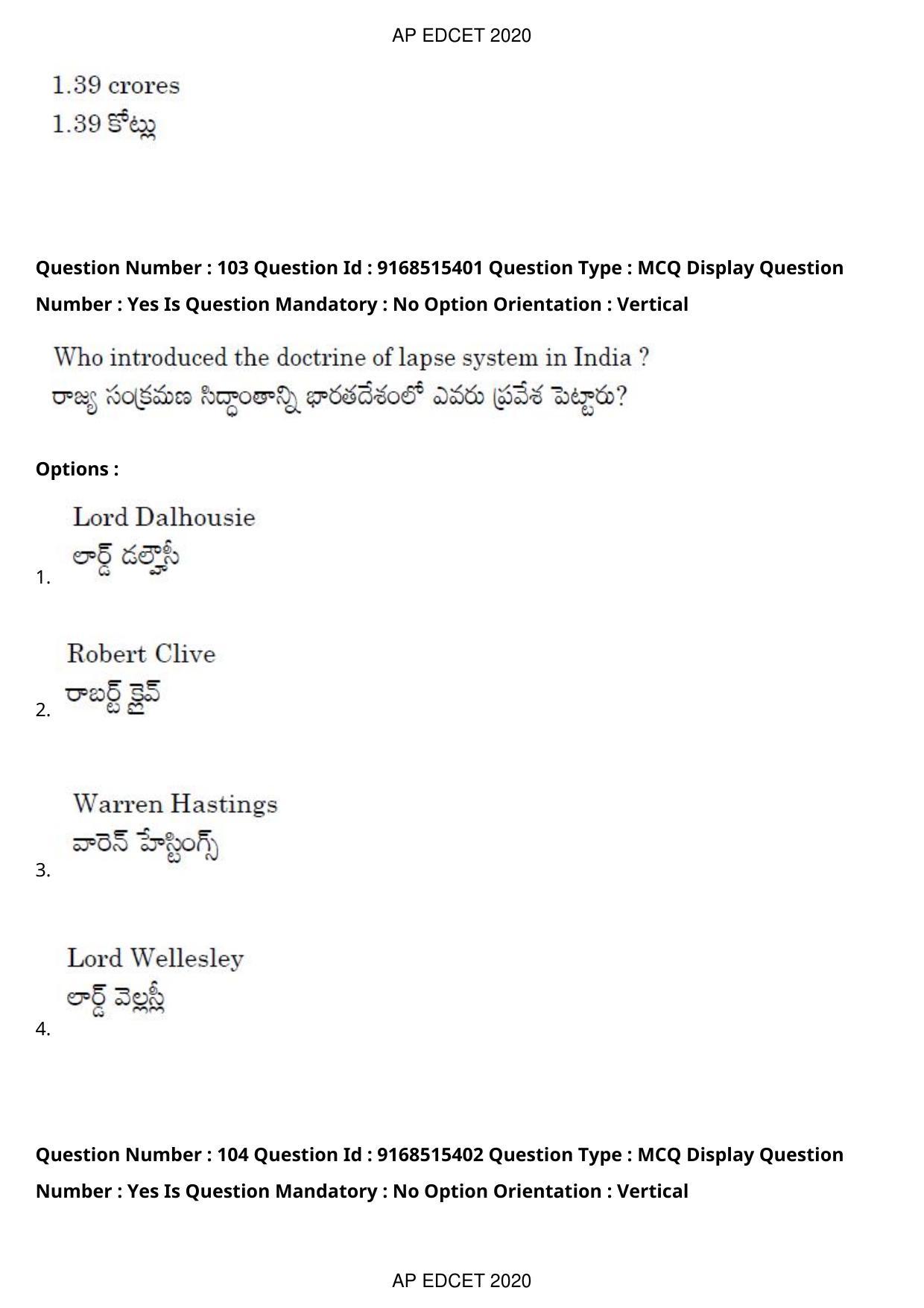 AP EDCET 2020 Social Studies Question Paper Shift 1 - Page 75