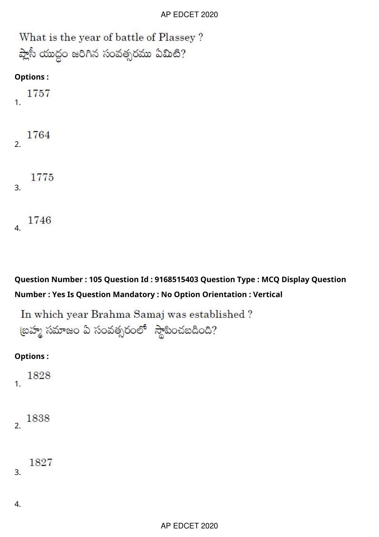 AP EDCET 2020 Social Studies Question Paper Shift 1 - Page 76