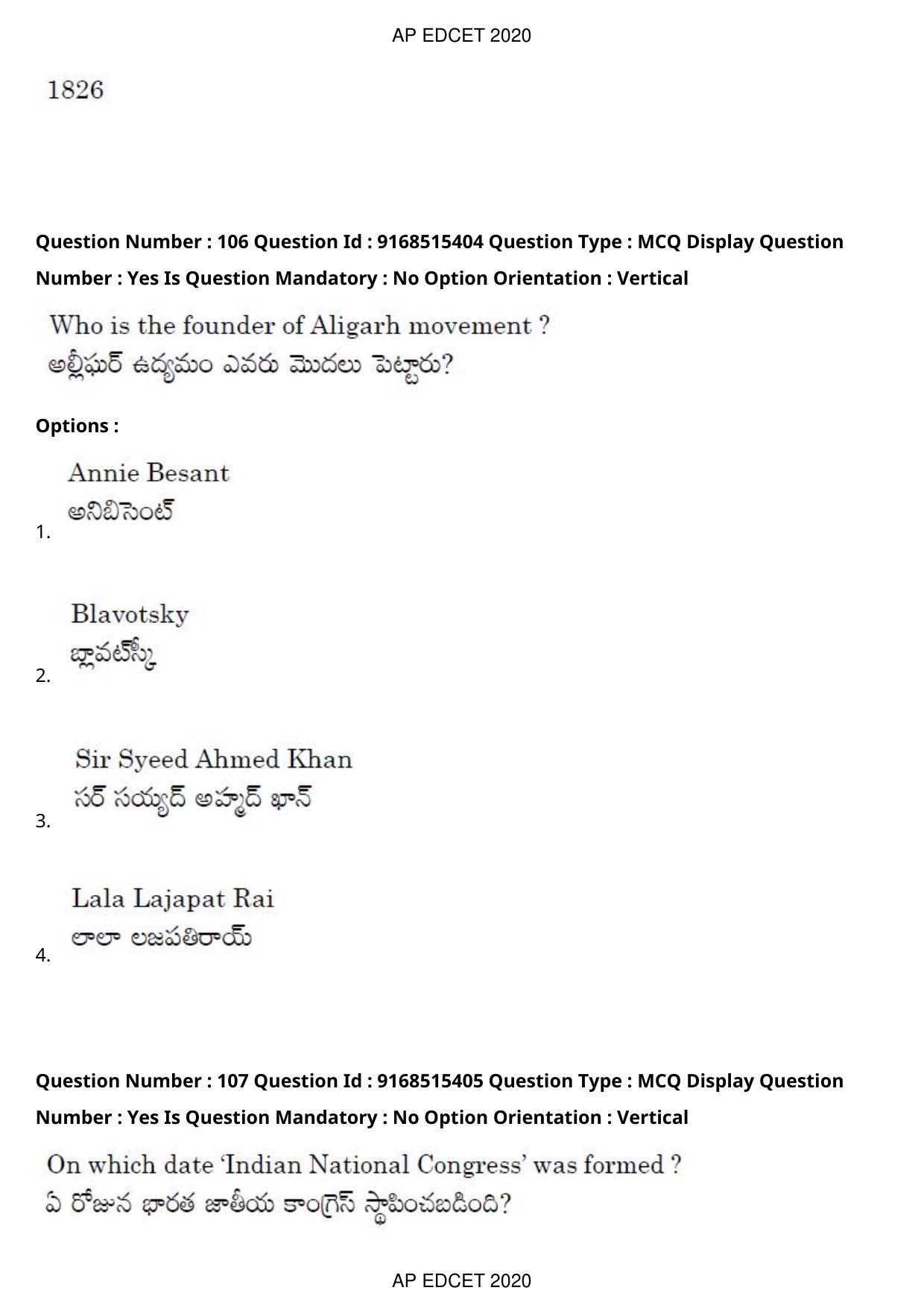 AP EDCET 2020 Social Studies Question Paper Shift 1 - Page 77