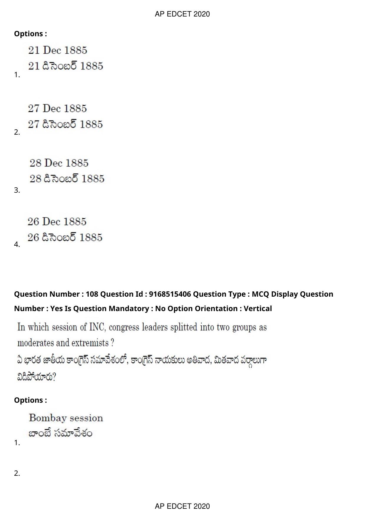 AP EDCET 2020 Social Studies Question Paper Shift 1 - Page 78
