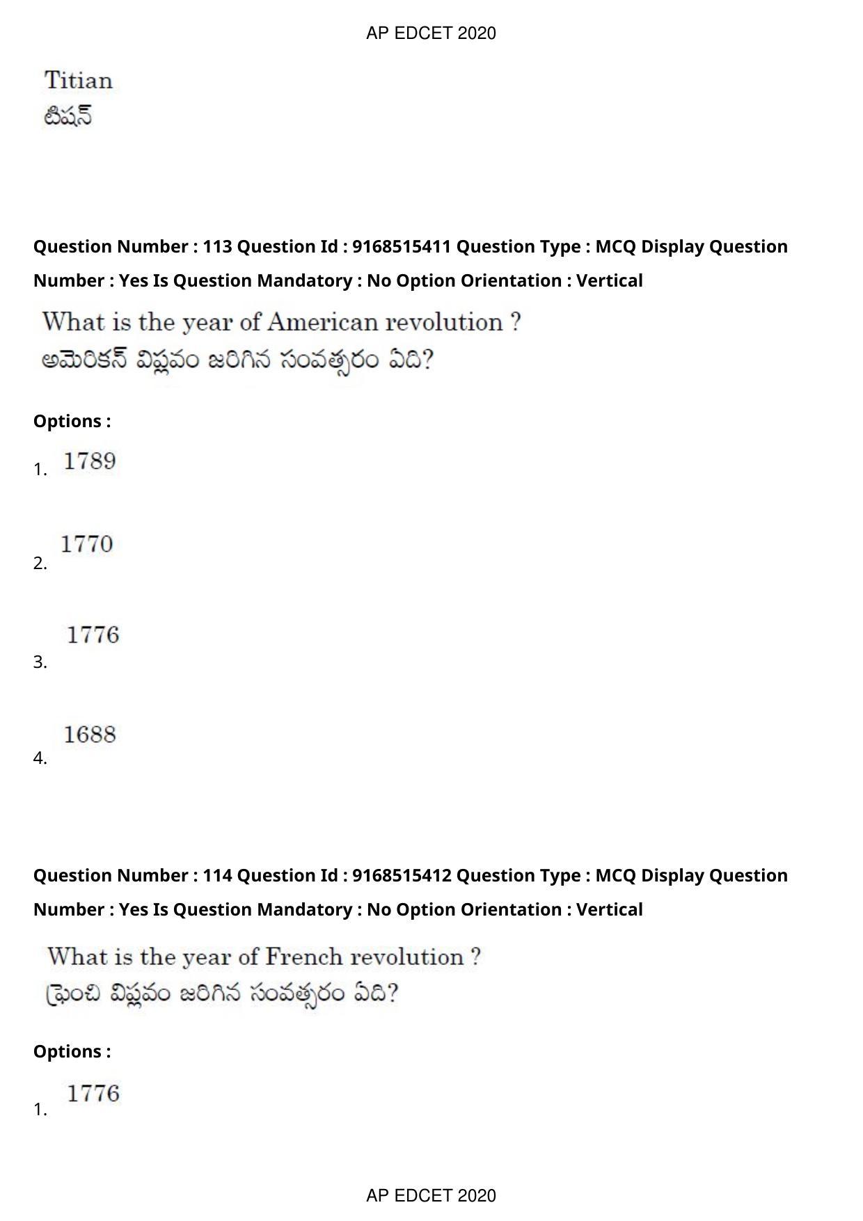 AP EDCET 2020 Social Studies Question Paper Shift 1 - Page 82