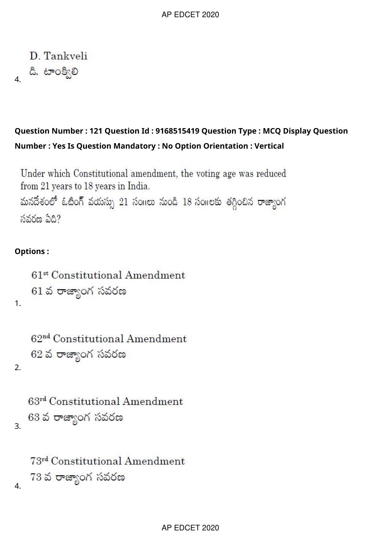 AP EDCET 2020 Social Studies Question Paper Shift 1 - Page 88